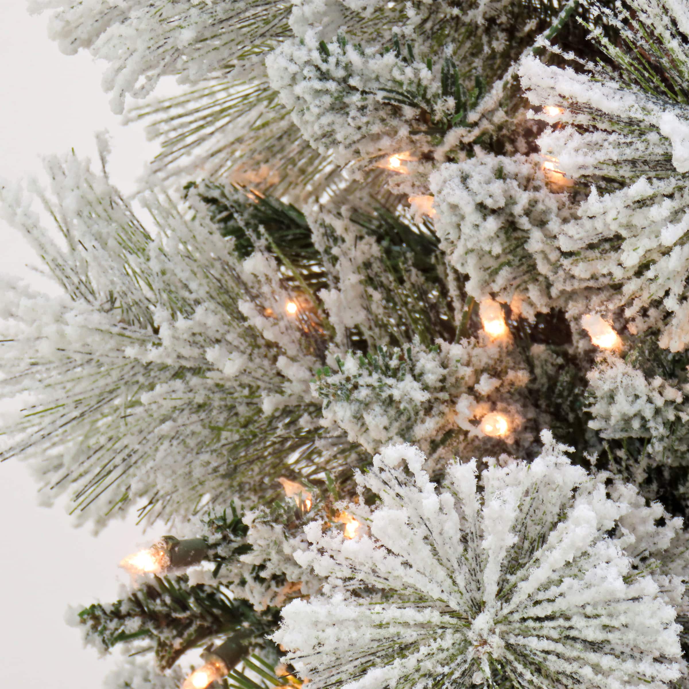 6.5ft. Pre-Lit Snowy Yorkshire Artificial Christmas Tree, Clear Lights