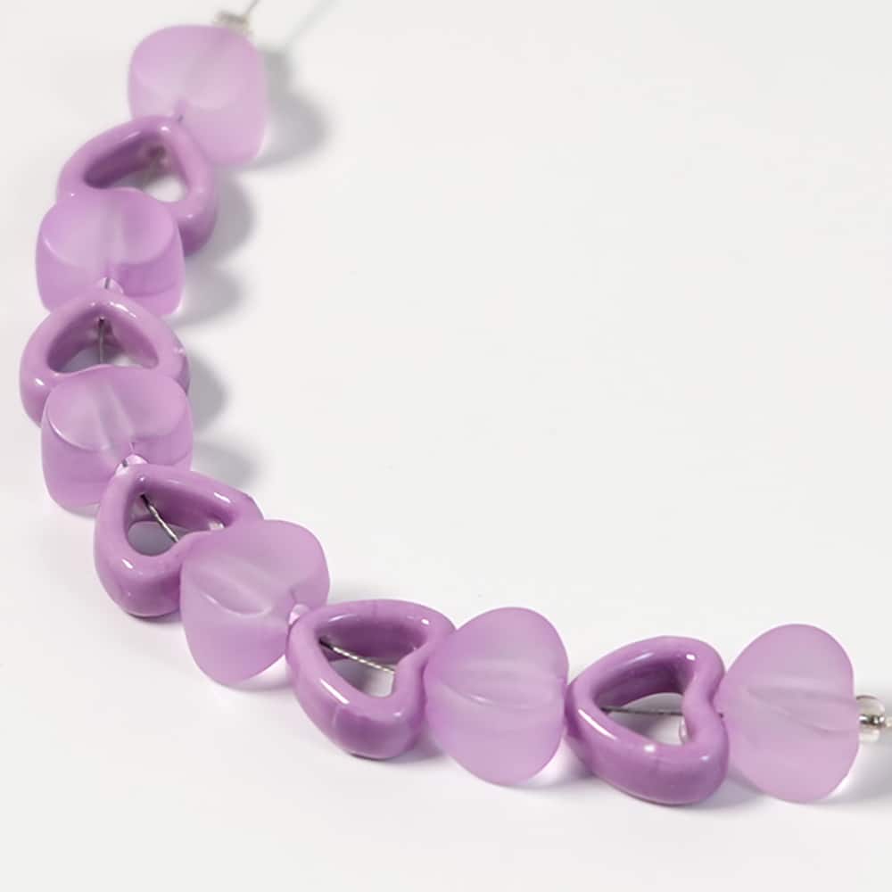 Jesse James Beads 14mm Purple Acrylic & Ceramic Heart Beads