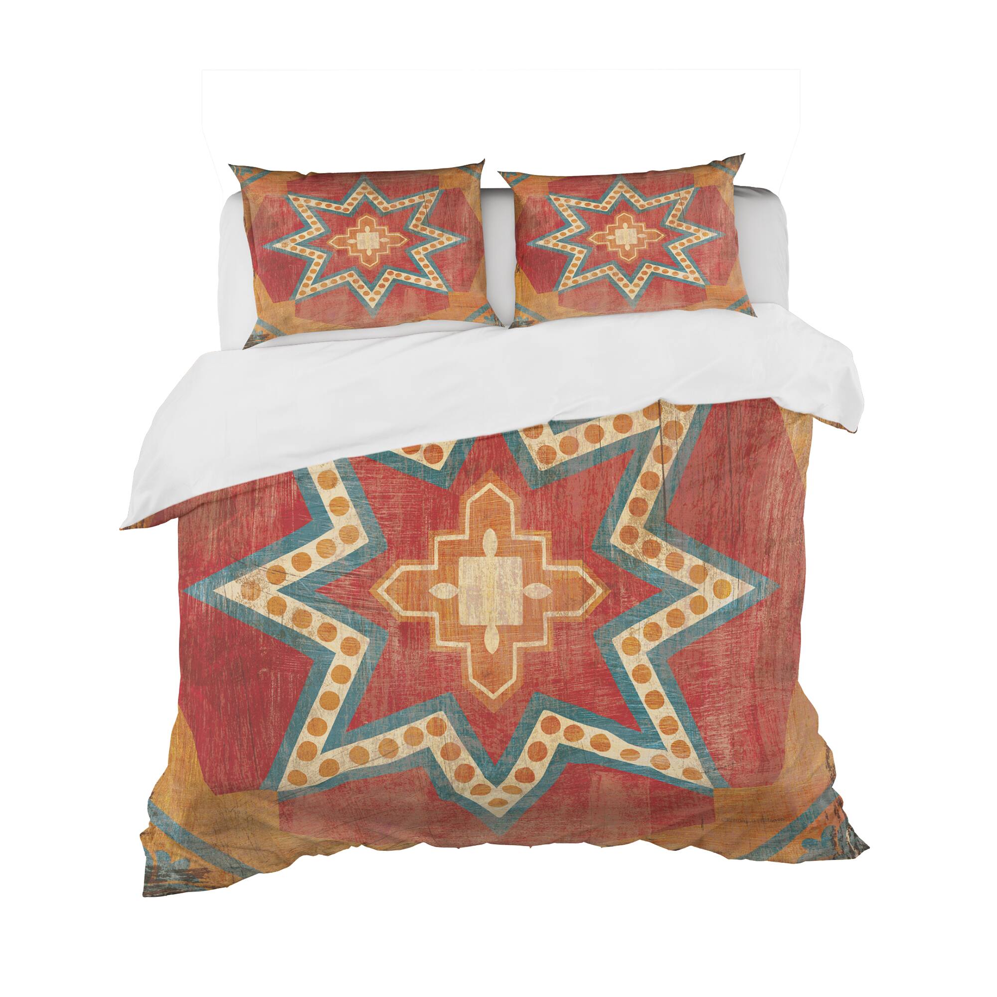 Designart 'Moroccan Orange Tiles Collage I' Cottage Bedding Set - Duvet Cover & Shams