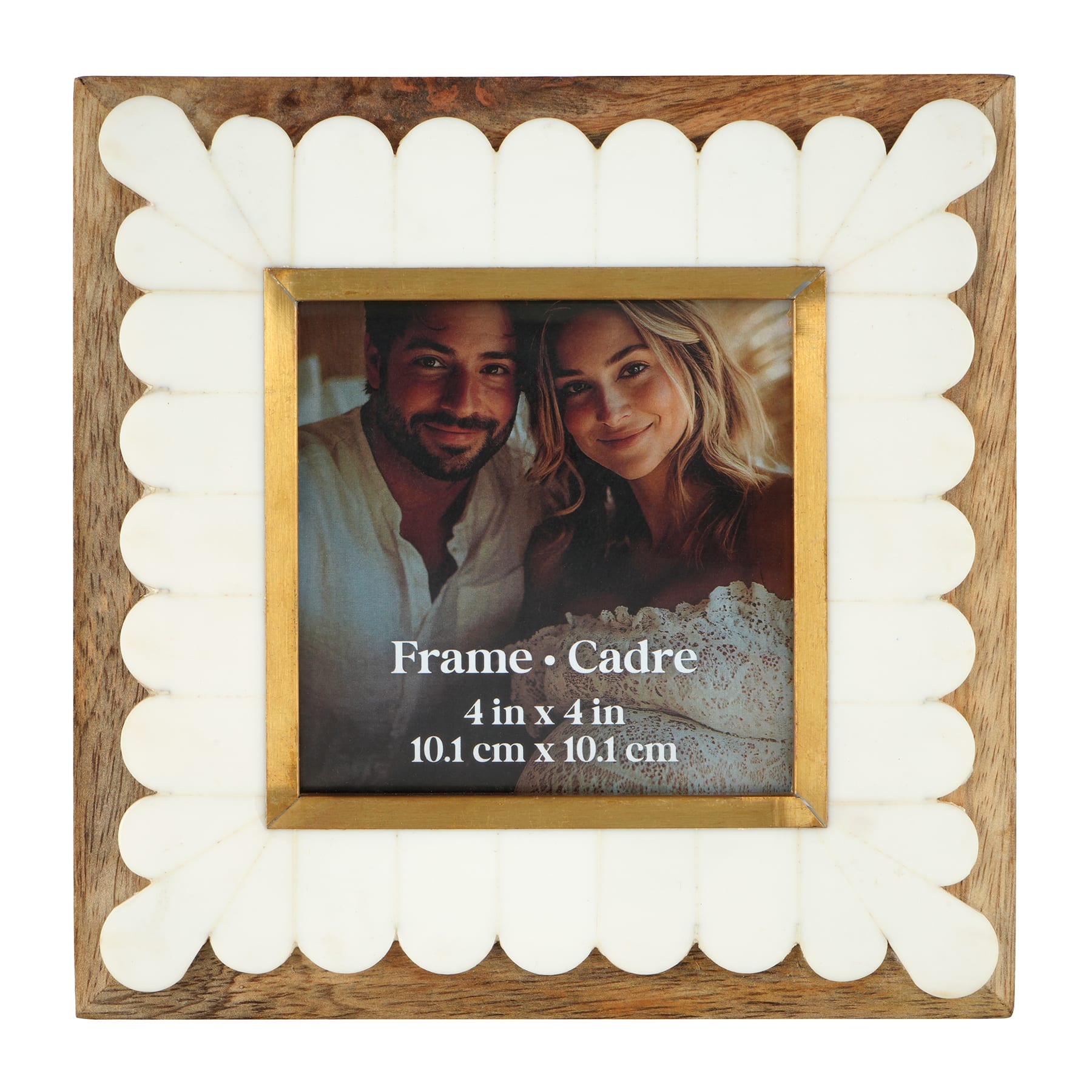 4" x 4" White Scallop & Wood Frame by Ashland®
