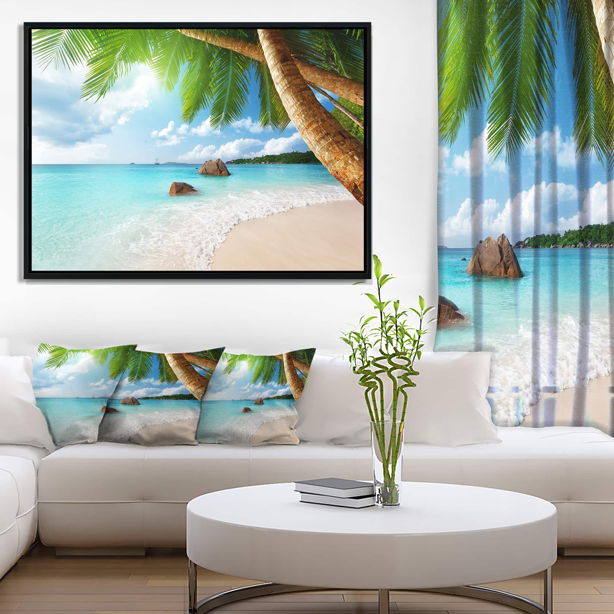 Designart - Praslin Island Seychelles Beach - Seashore Photo Framed Canvas Print
