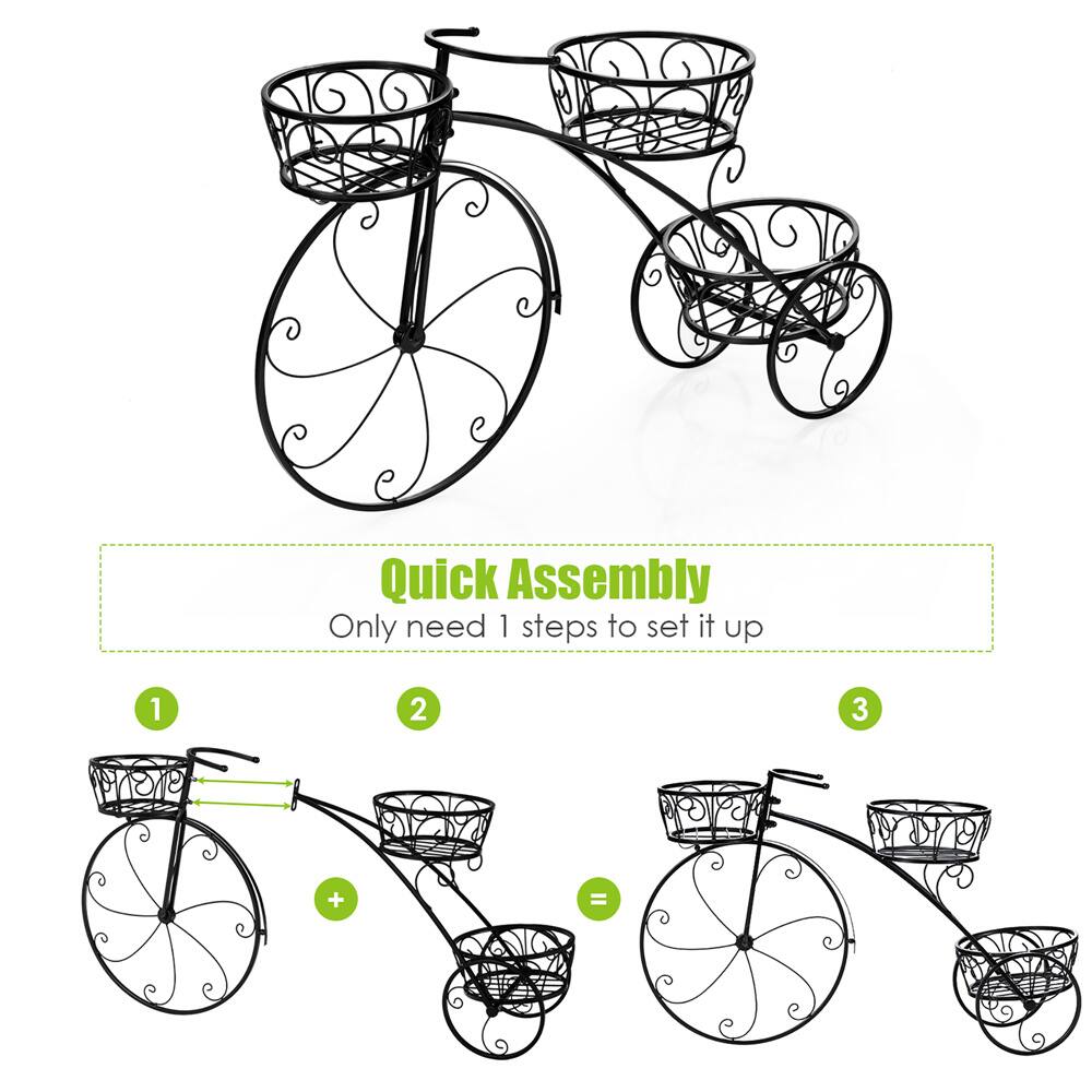 Costway Tricycle Plant Stand Flowerpot Cart Holder Parisian Style Displaying