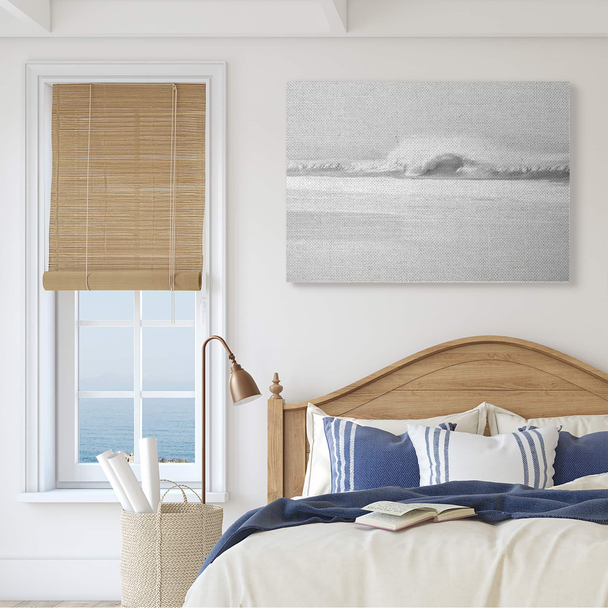 Stupell Industries Waves Crashing onto Beach Black and White Canvas Wall Art