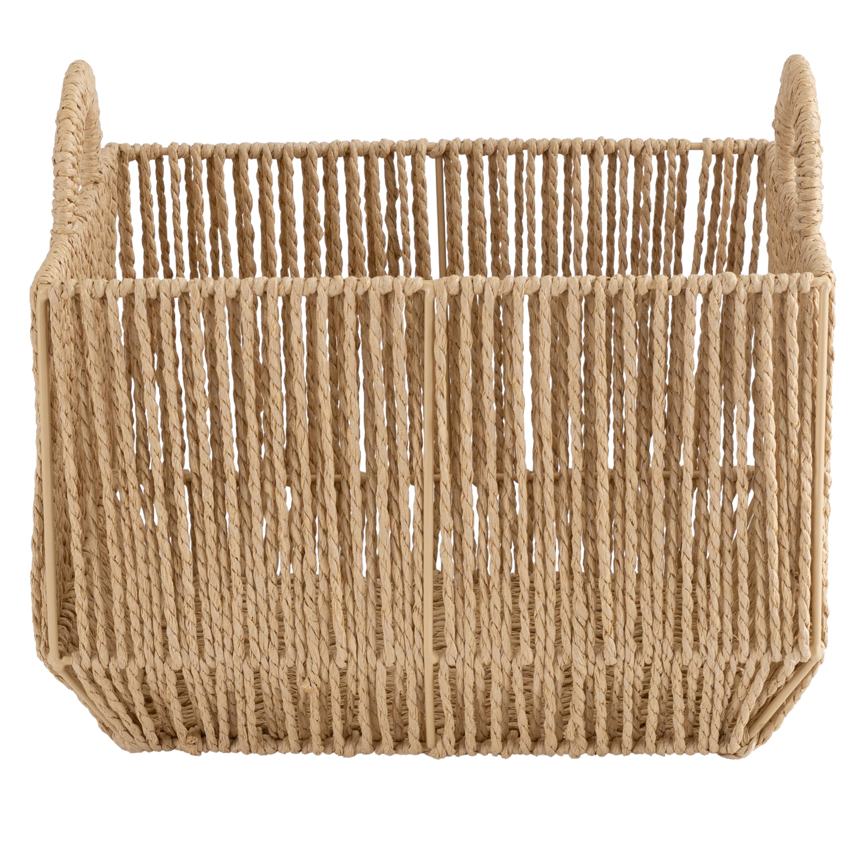 Simplify Large Vertical Weave Storage Basket with Round Handles