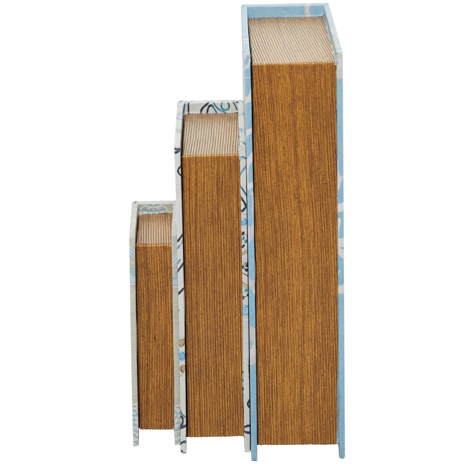 Light Blue Nature Print Canvas Faux Book Box Set