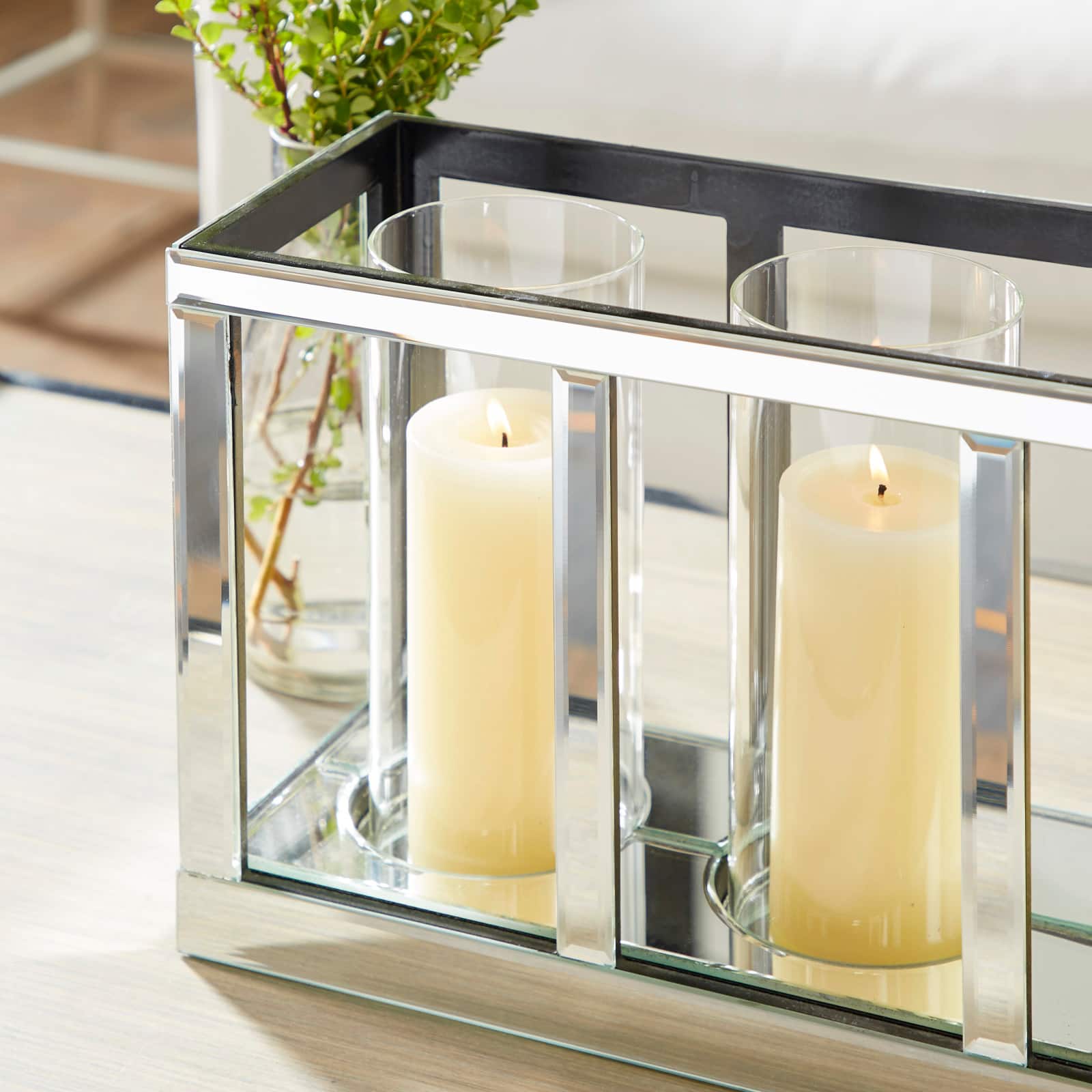 18" Silver Mirror Glam Candlestick Holder
