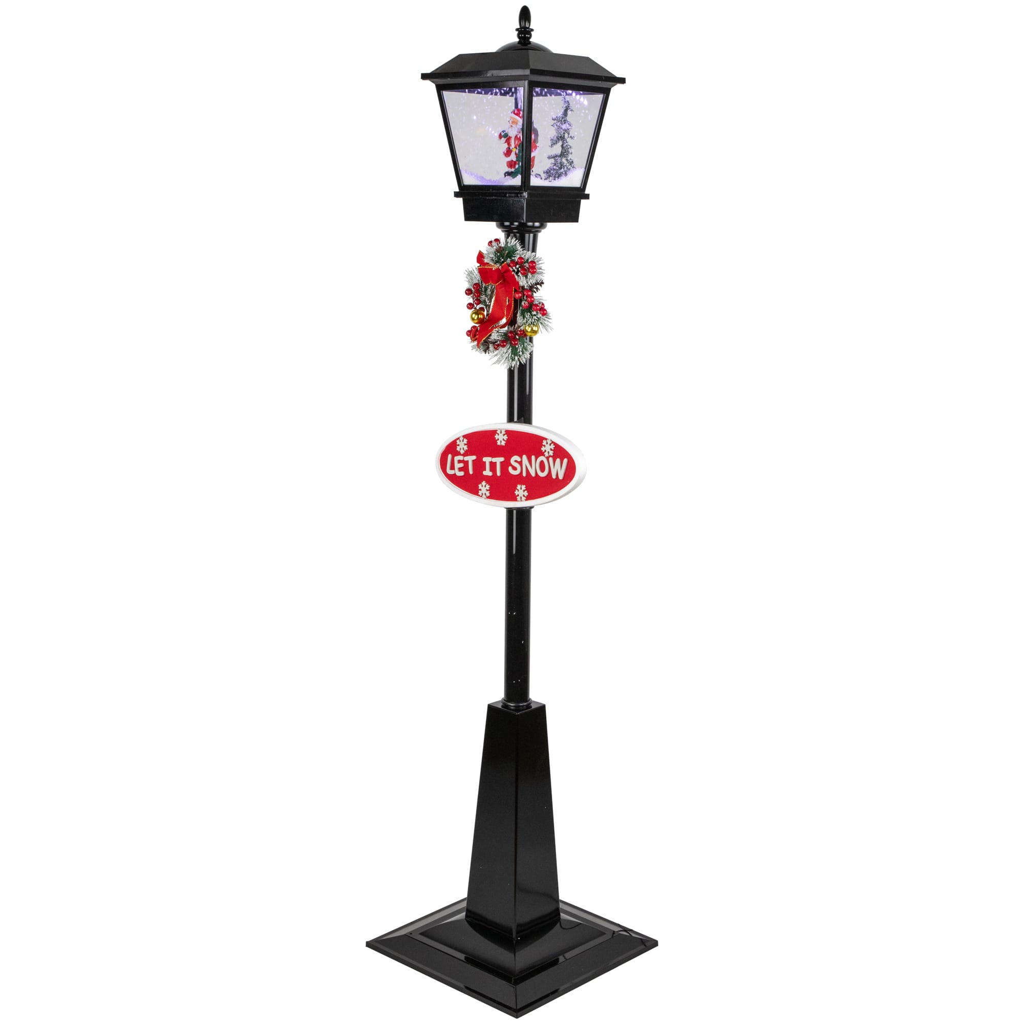 6ft. Black LED Musical Snowing Santa Christmas Street Lamp