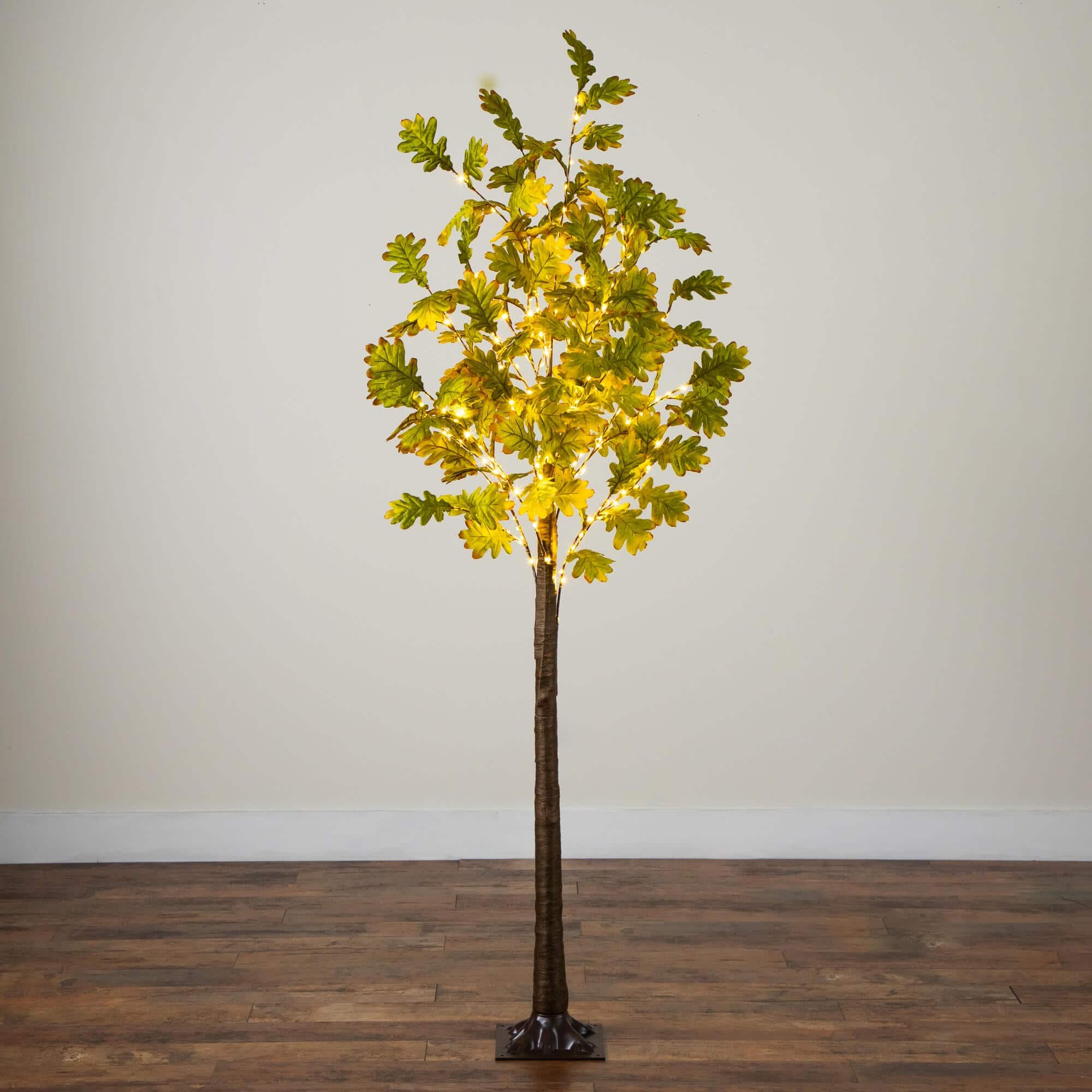5ft. Pre-Lit Green Autumn Oak Artificial Fall Tree with 200 Warm White LED Lights