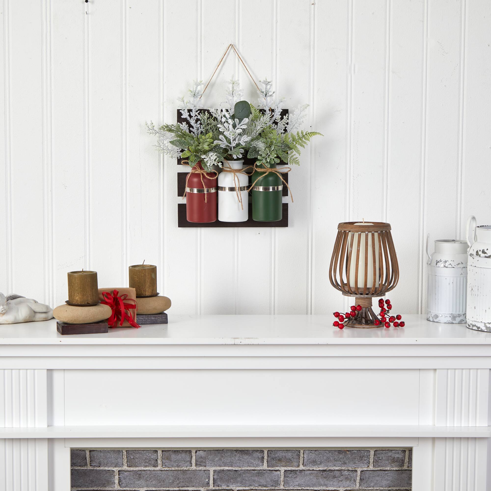 17" Christmas Pine 3-Piece Jar Hanging Artificial Arrangement
