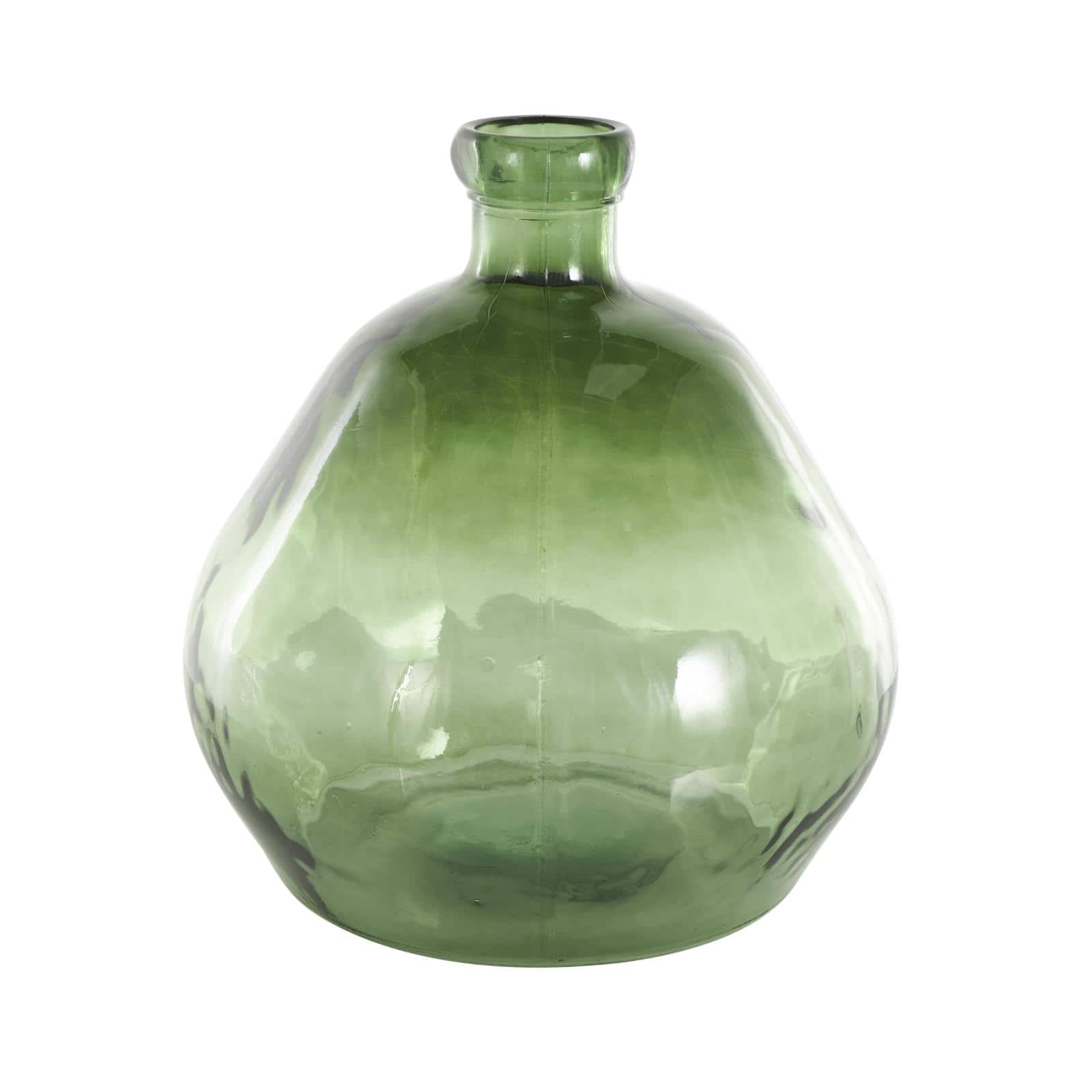Green Recycled Glass Handmade Wide Ombre Spanish Bottle Vase