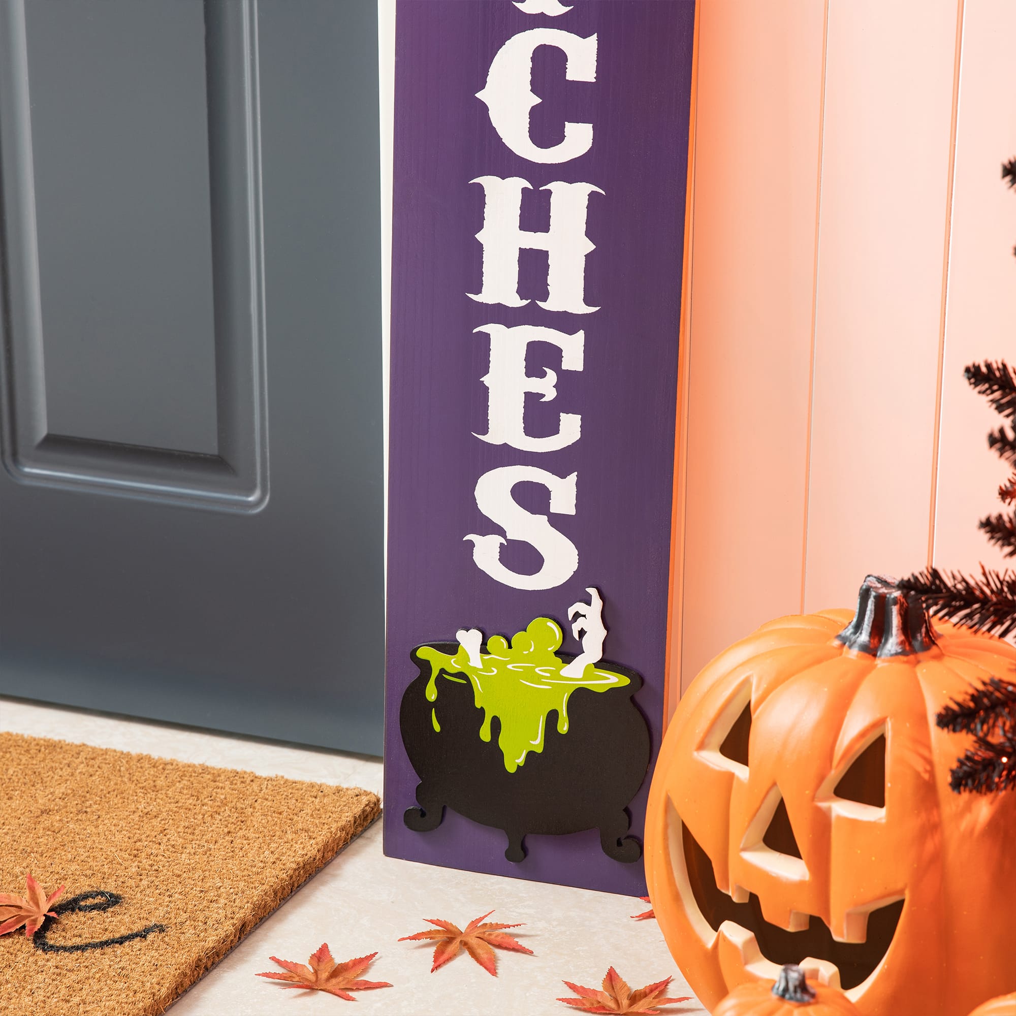 Glitzhome® 4ft. Halloween Wooden Witch Hat Porch Décor
