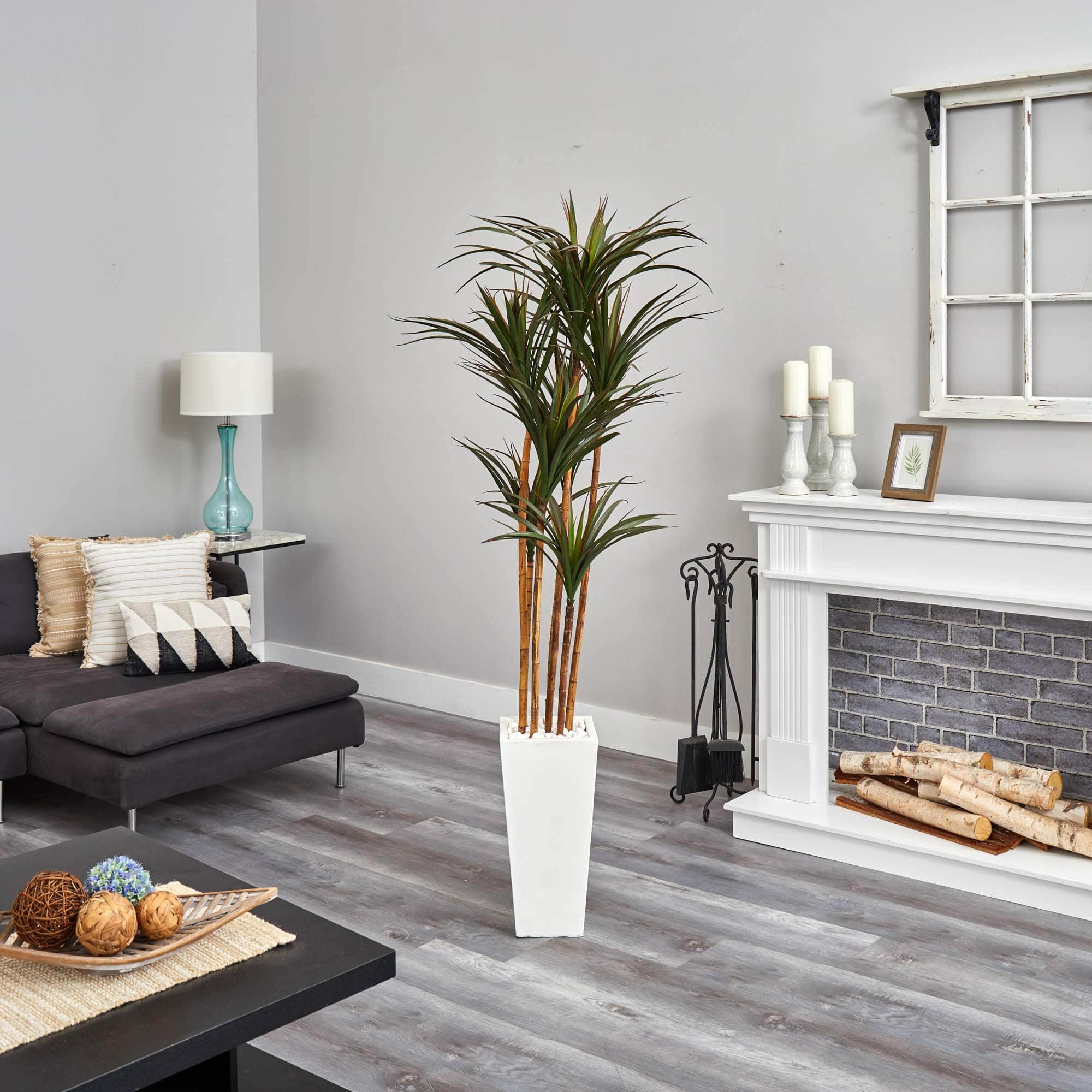 6.5ft. Giant Yucca Artificial Tree in White Planter