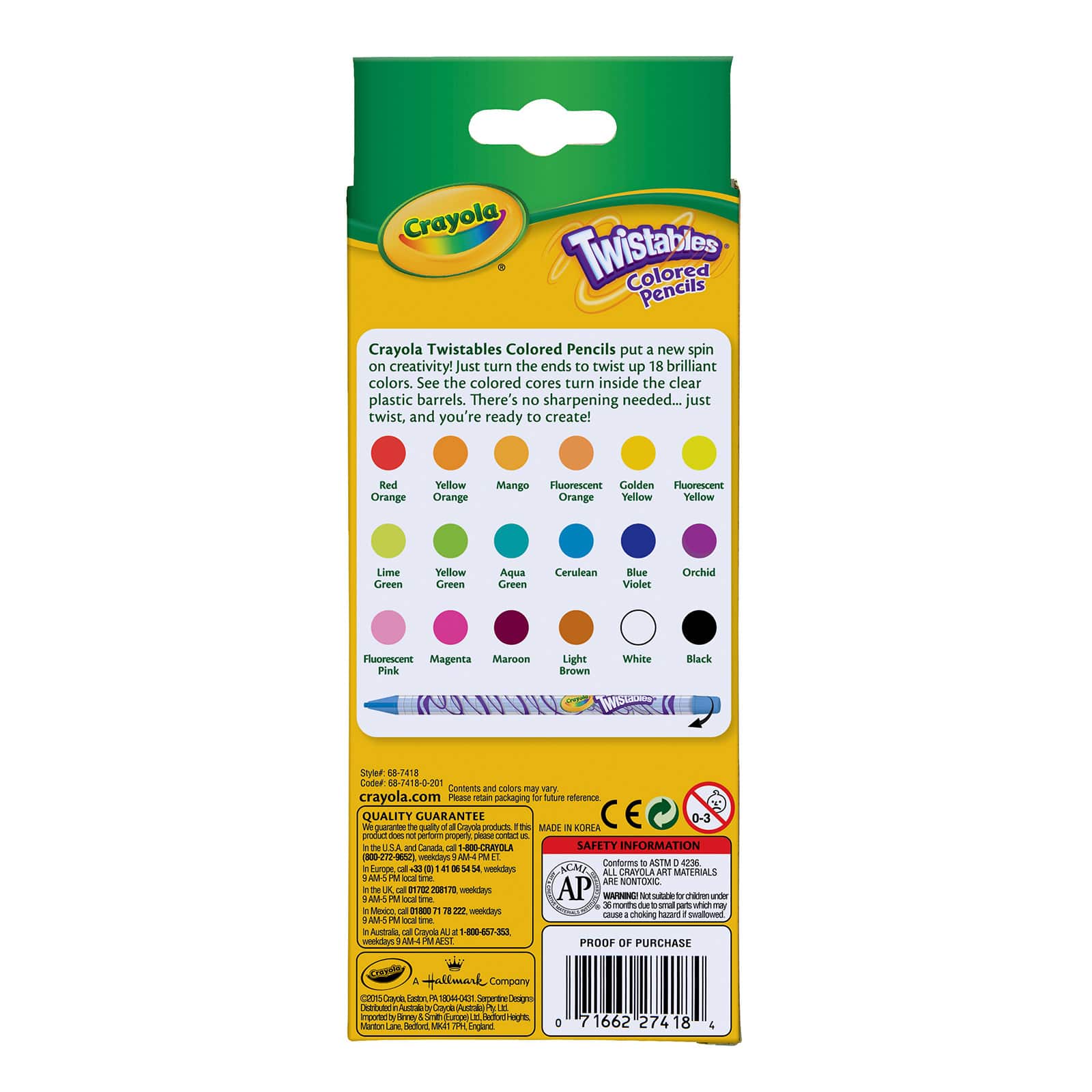 12 Packs: 18 ct. (216 total) Crayola Twistables Colored Pencils