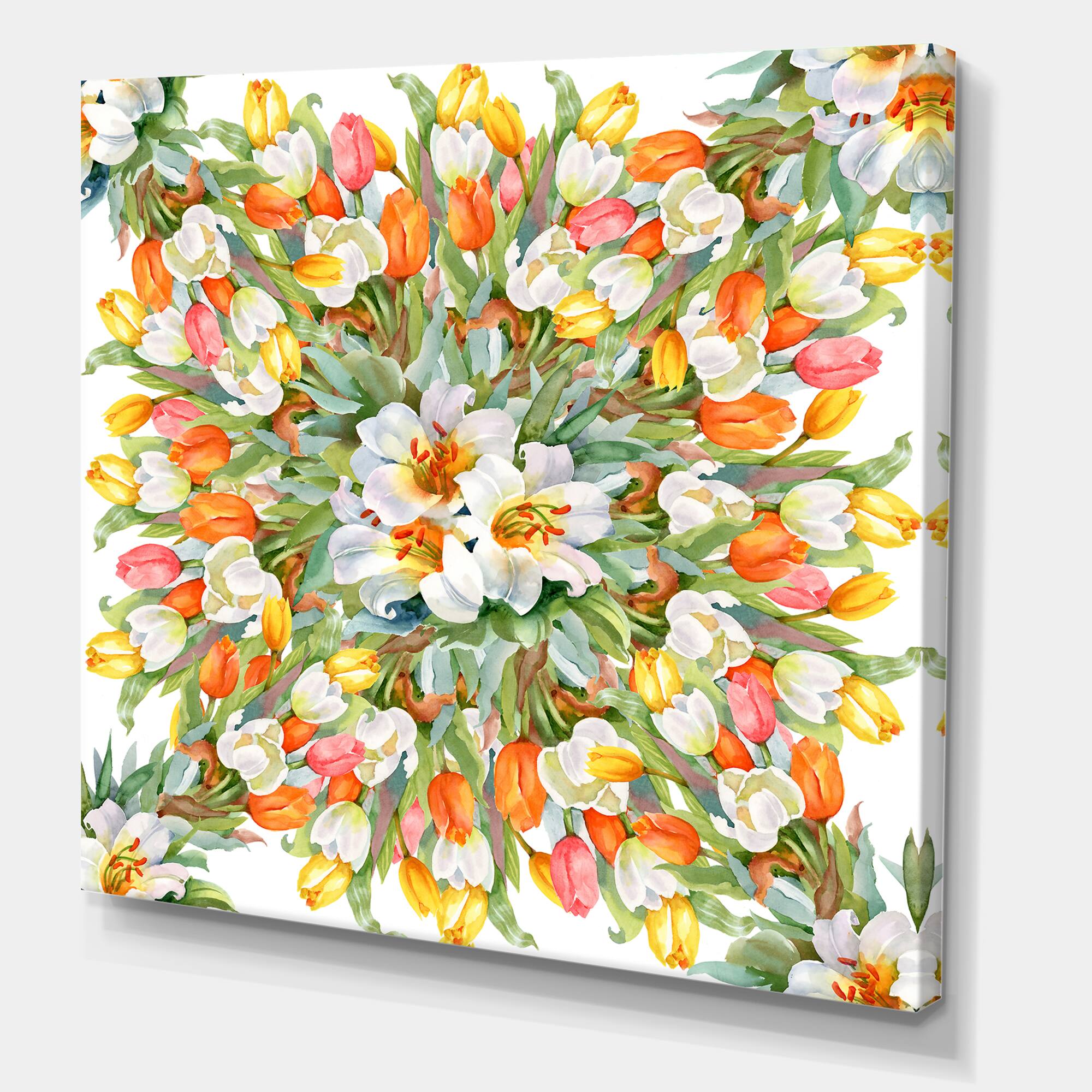 Designart - Blooming White and Orange Tulips II