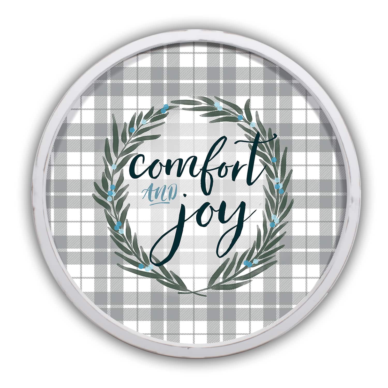 Comfort and Joy Round White Framed Print Wall Art