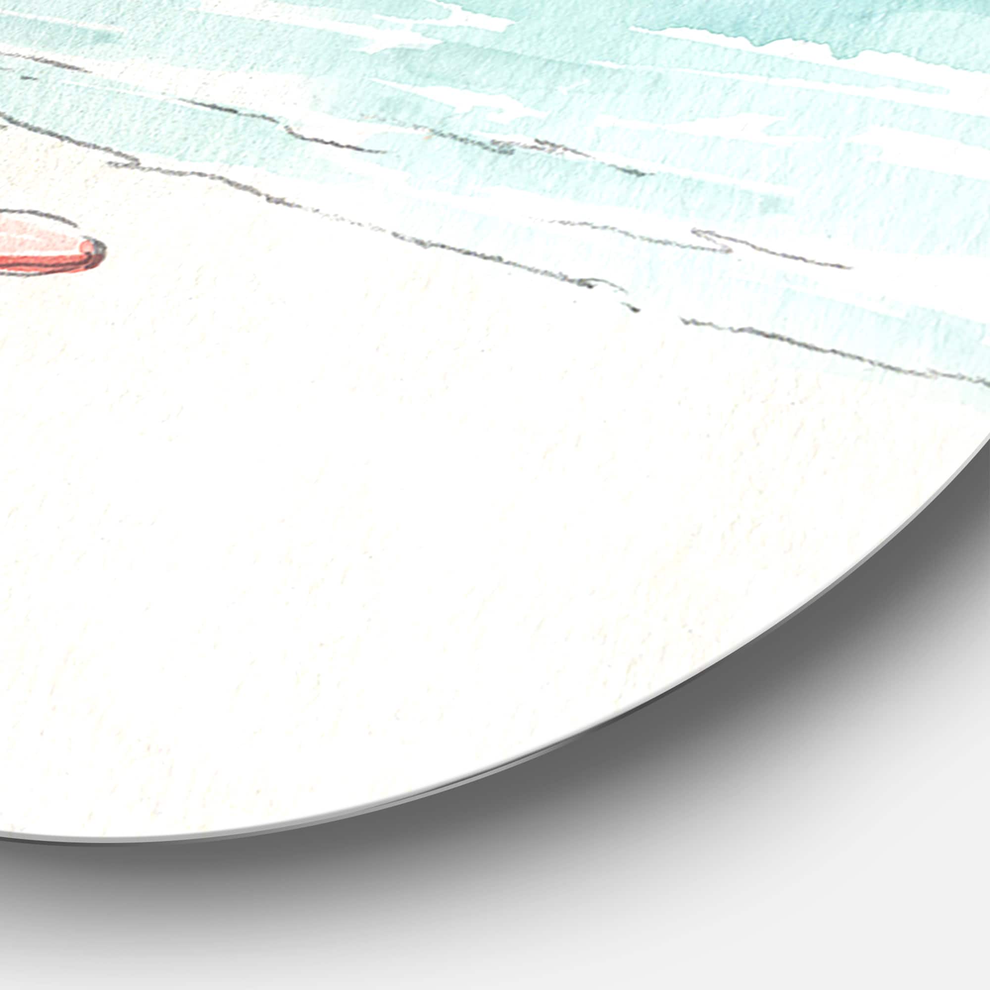 Designart - Coastal Chair Relax Beach II - Nautical & Coastal Metal Circle Wall Art