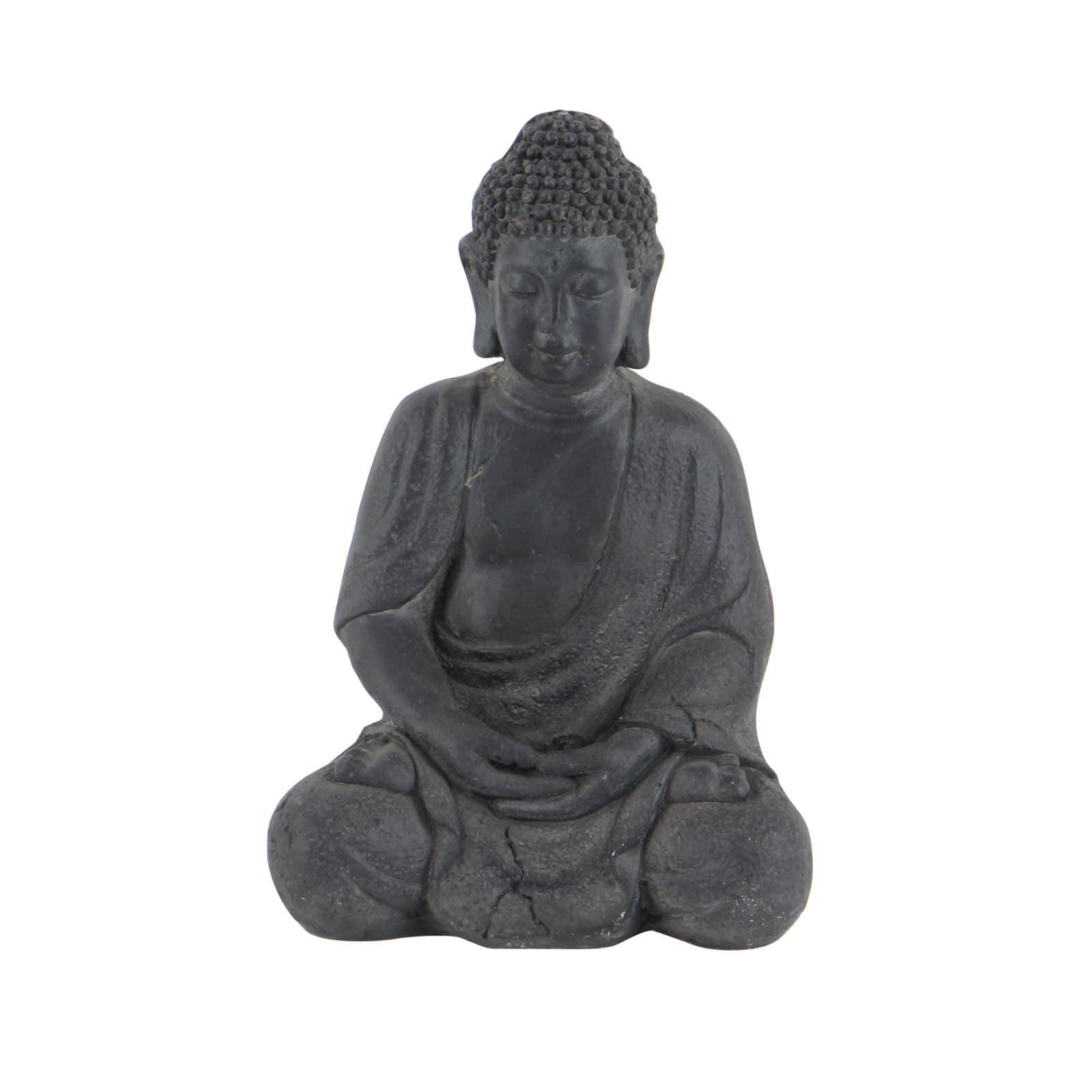 CosmoLiving by Cosmopolitan Grey Ceramic Sculpture, Buddha 12" x 8" x 7"