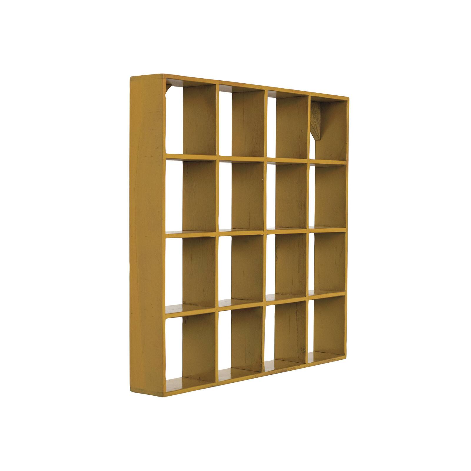 Hello Honey 27.5" Mustard Square Reclaimed Wood & Metal Wall Shelf