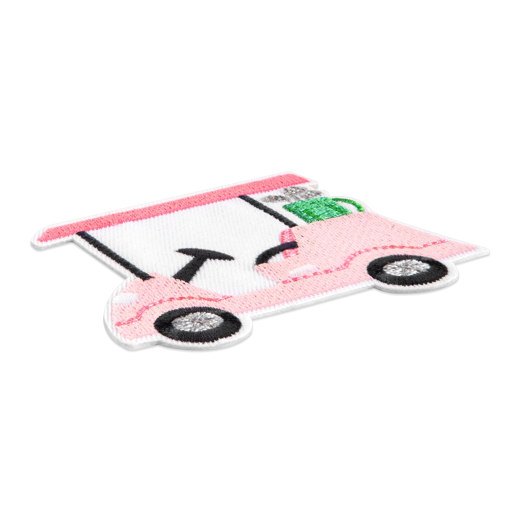 Pink Golf Cart Embroidered Iron-On & Adhesive Patch by Make Market®