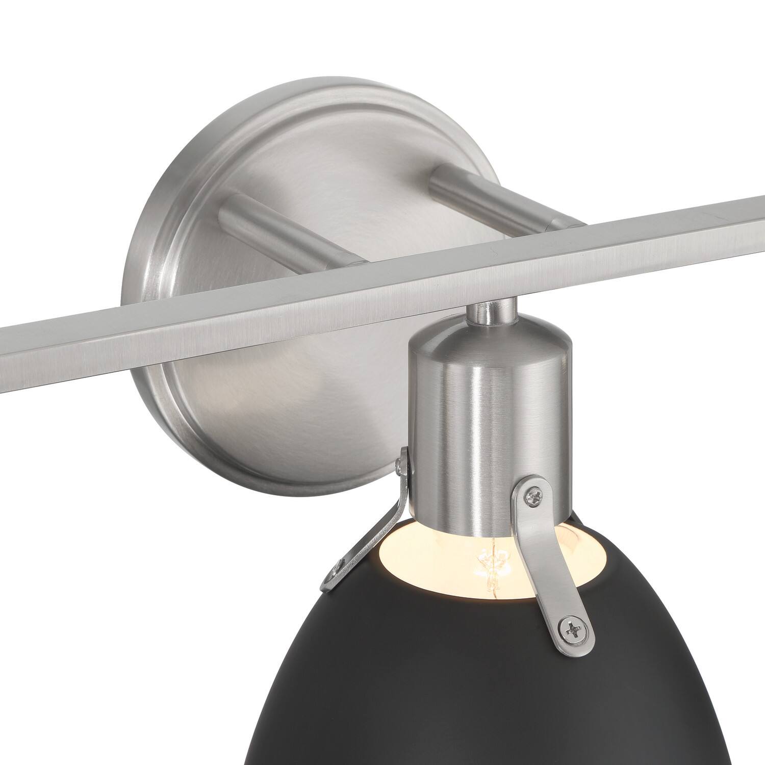 Hello Honey® 24" Cooper Black & Nickel Metal 3-Light Vanity Light with Etched Glass Shades