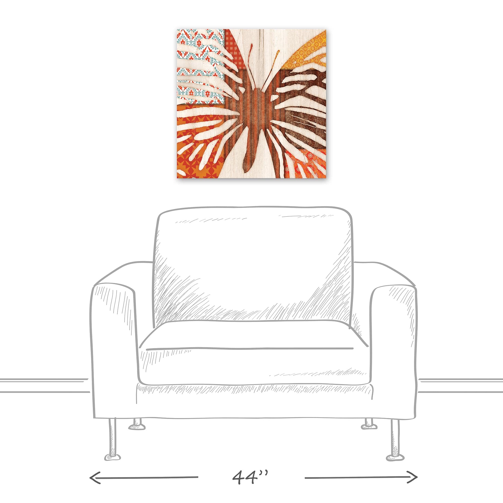 Warm Butterfly Sillhouette 20" x 20" Canvas Wall Art