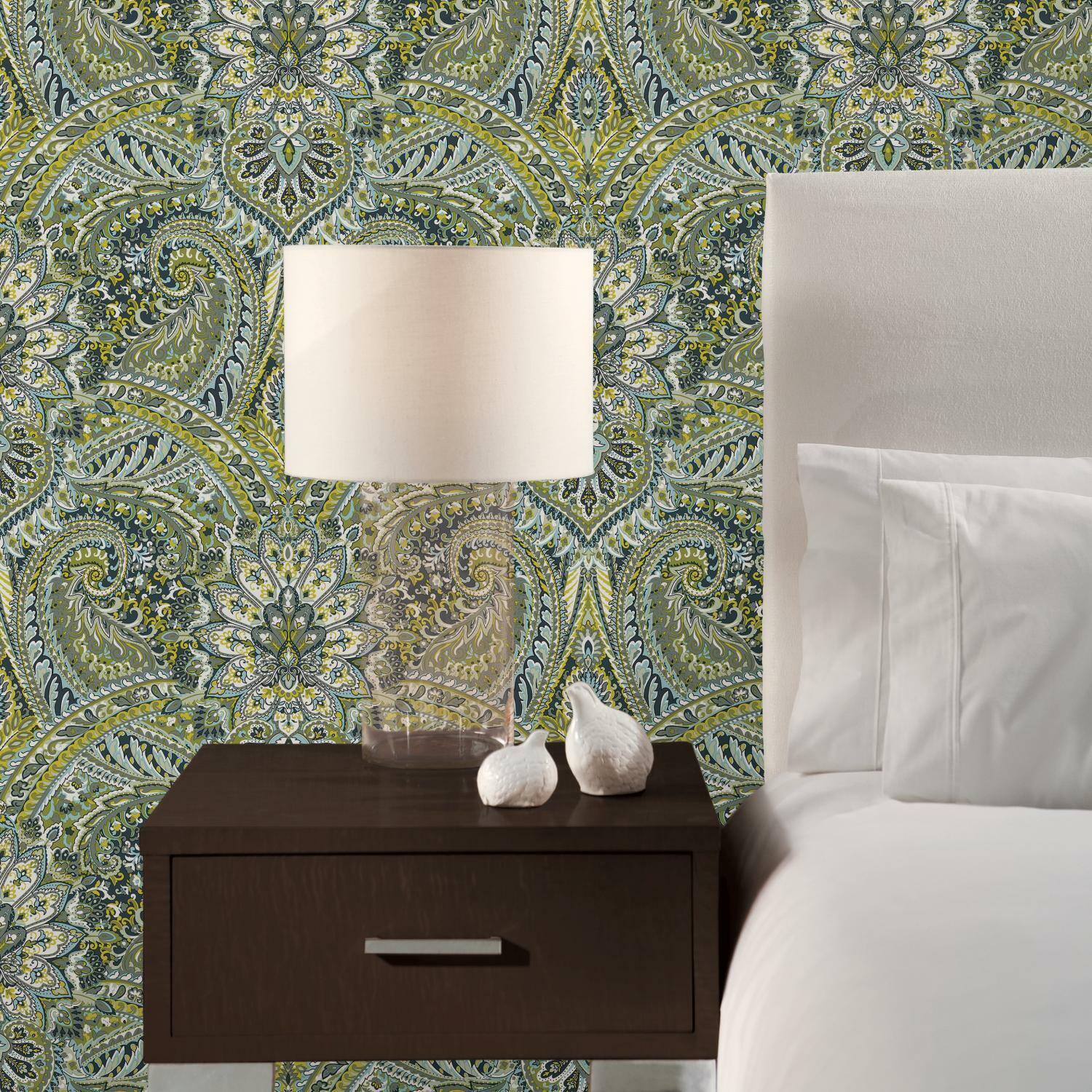 RoomMates Swept Away Green Peel & Stick Wallpaper