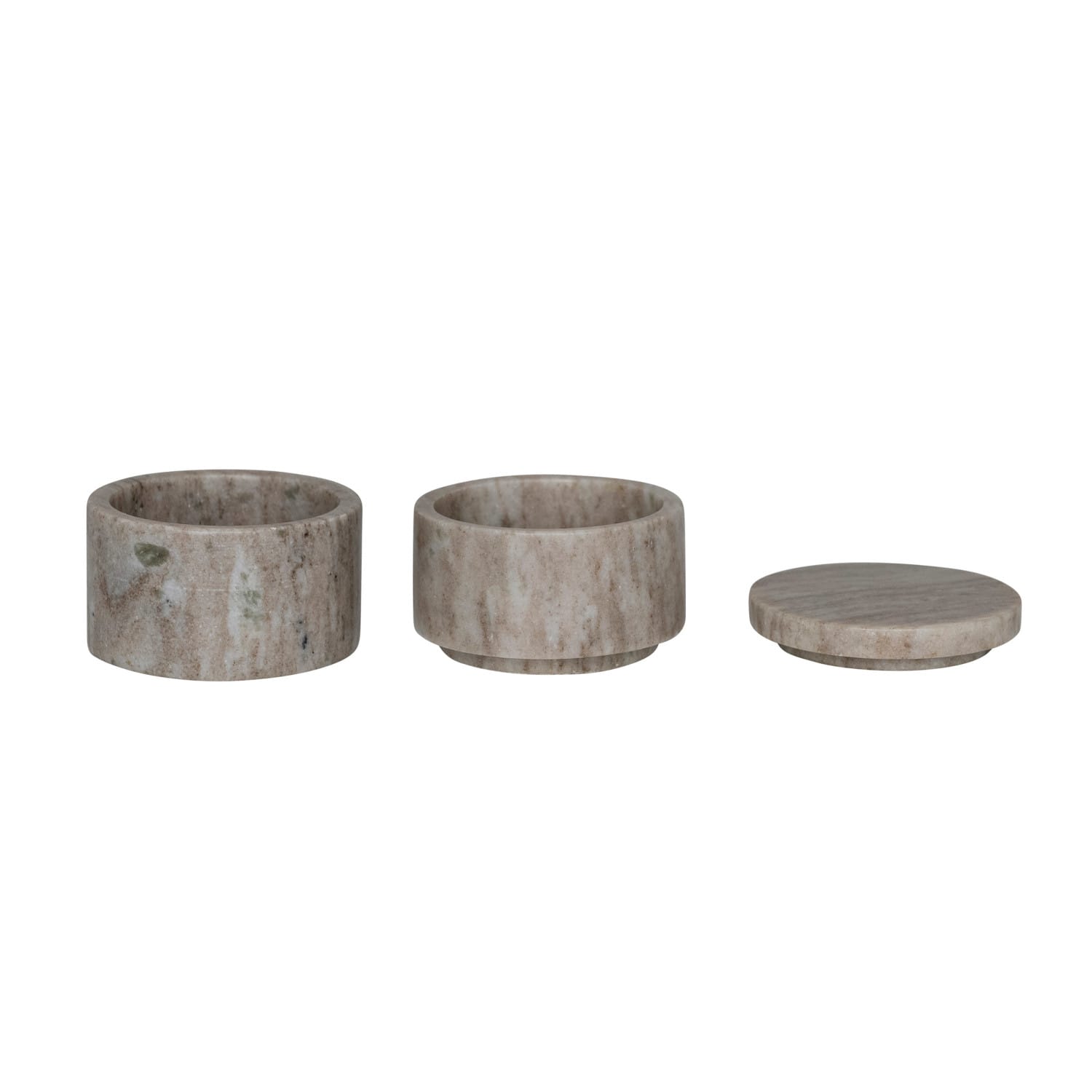 Hello Honey® 3.75" Beige Round Marble Stackable Pinch Pots with Lid