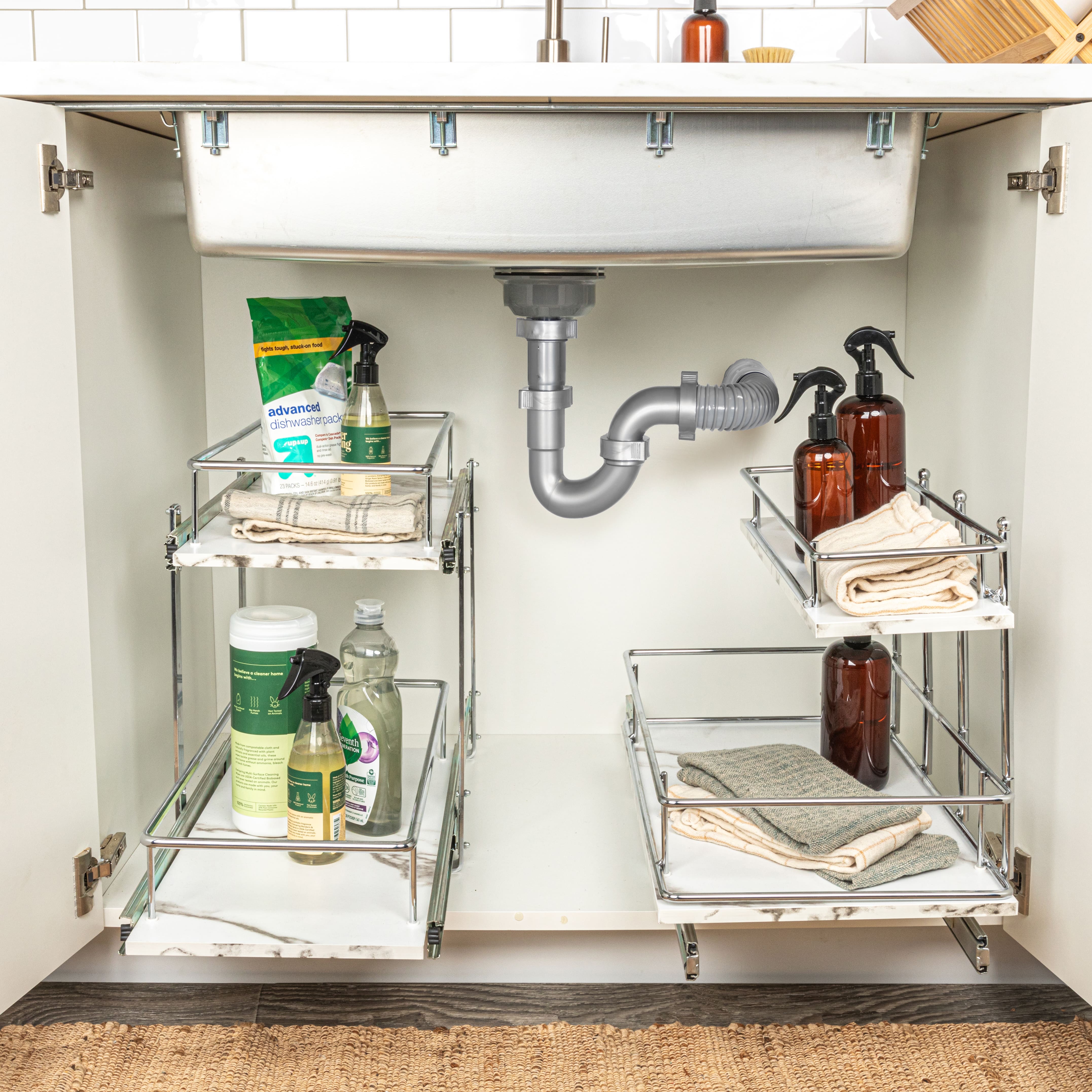 Household Essentials Glidez Marble 2-Tier Cabinet Organizer