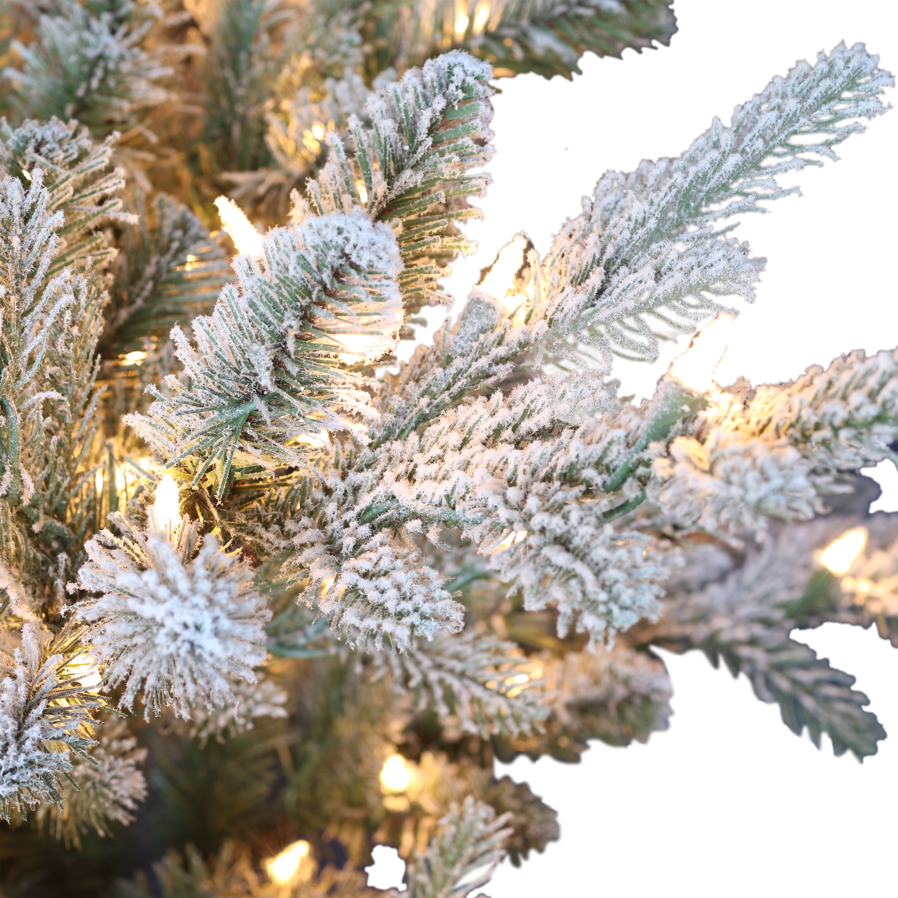 7.5ft. Pre-Lit Flocked Hillside Spruce Artificial Christmas Tree, Clear Lights