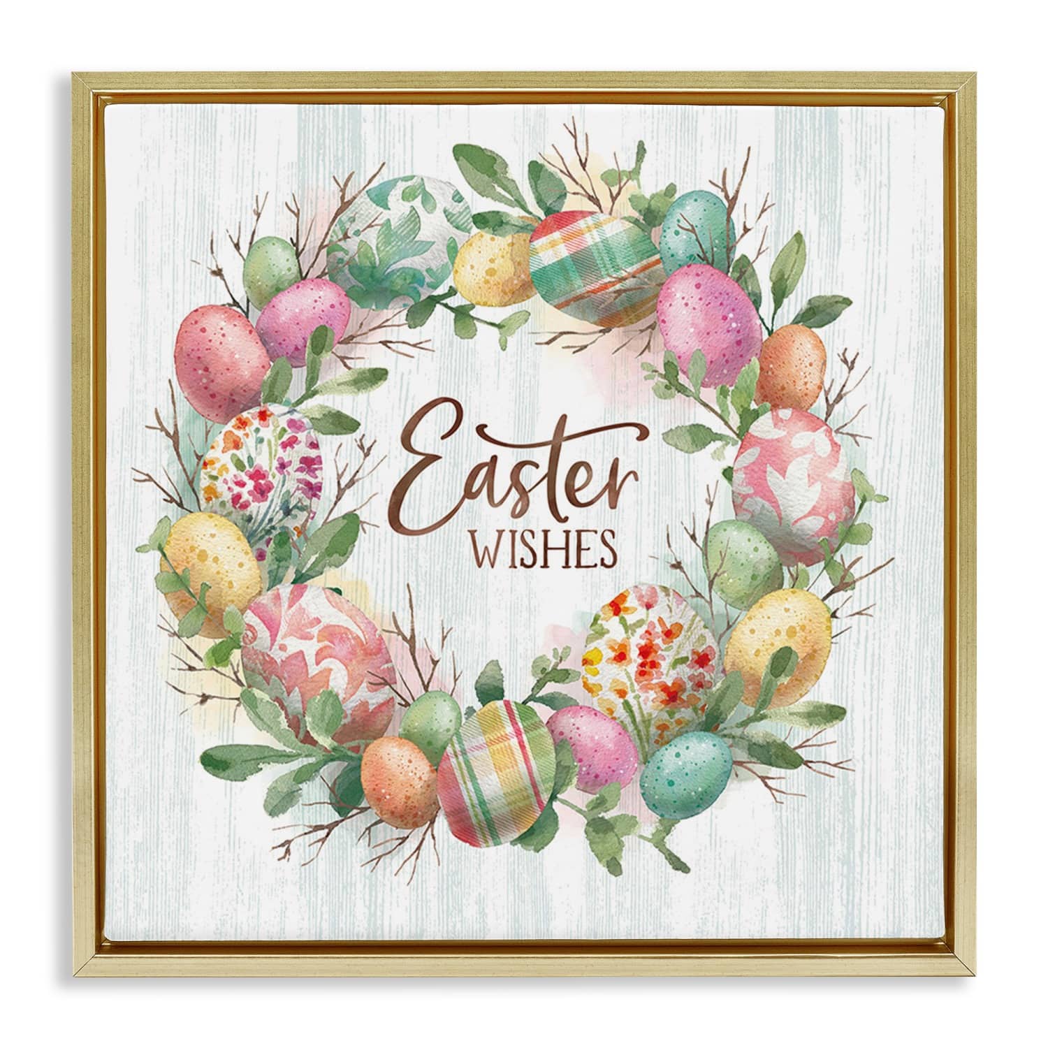 Stupell Industries Easter Wishes Wreath Floater Framed Art