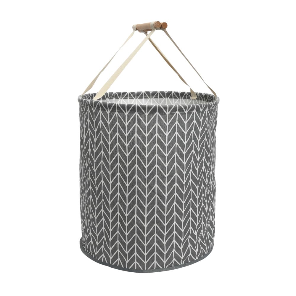 Household Essentials Krush Round Hamper with Wood Dowel Handles