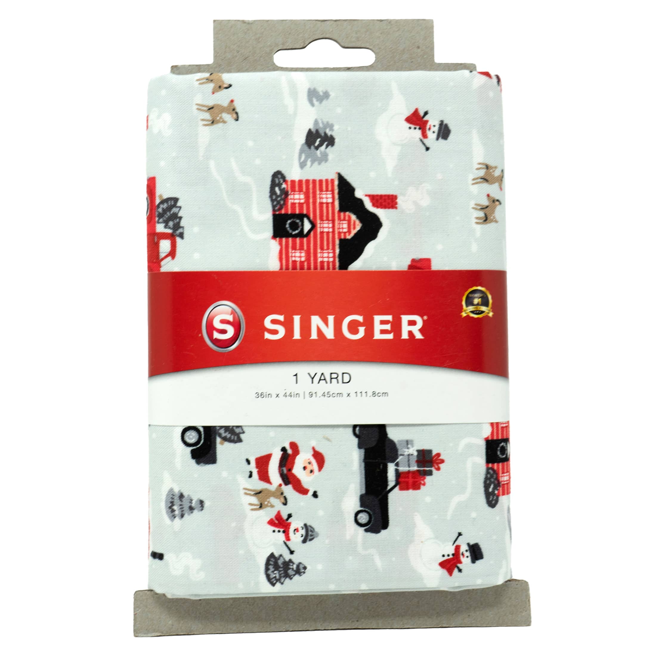 SINGER Red & White Santa's Village Cotton Fabric