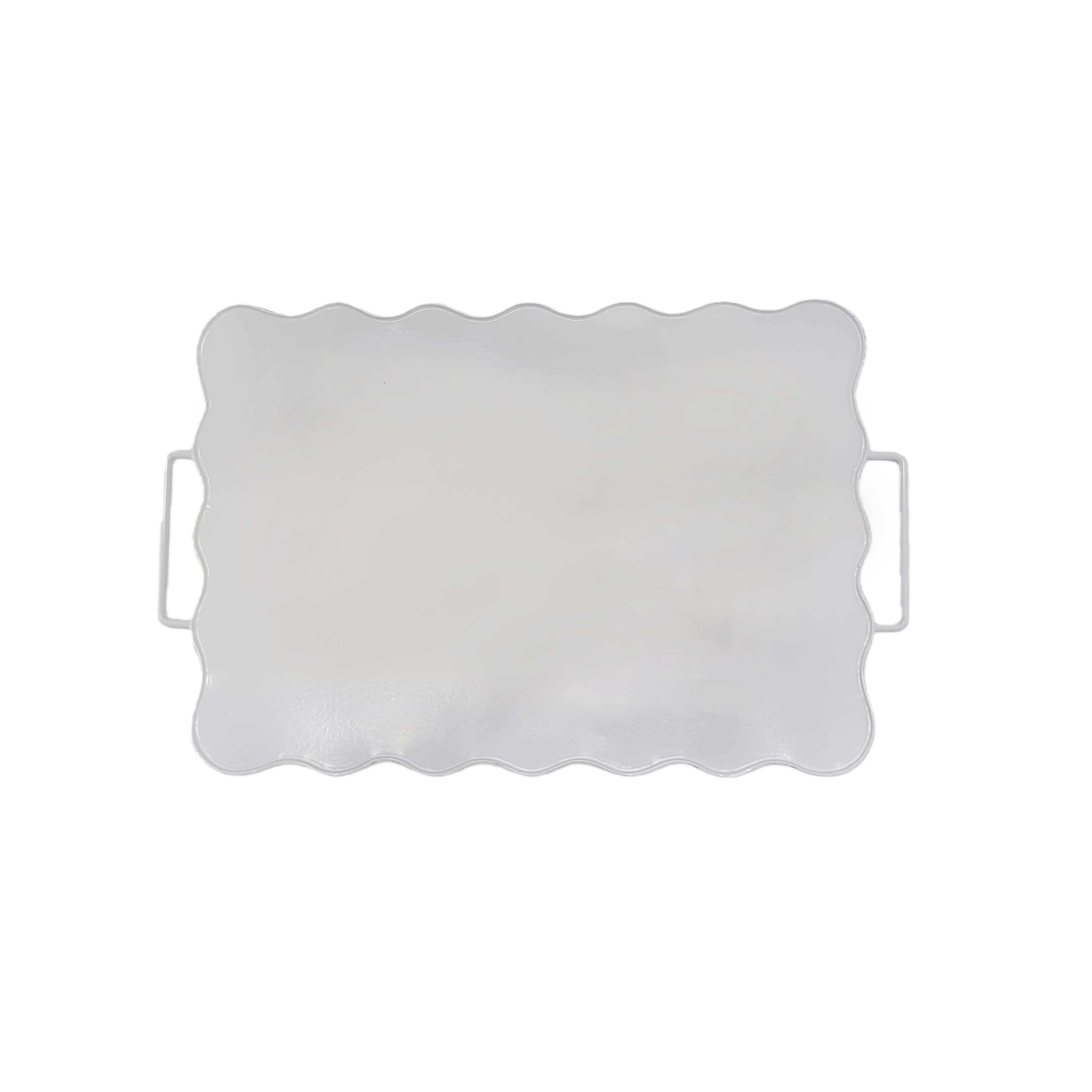 14" White Wavy-Edge Decorative Metal Tray by Ashland®