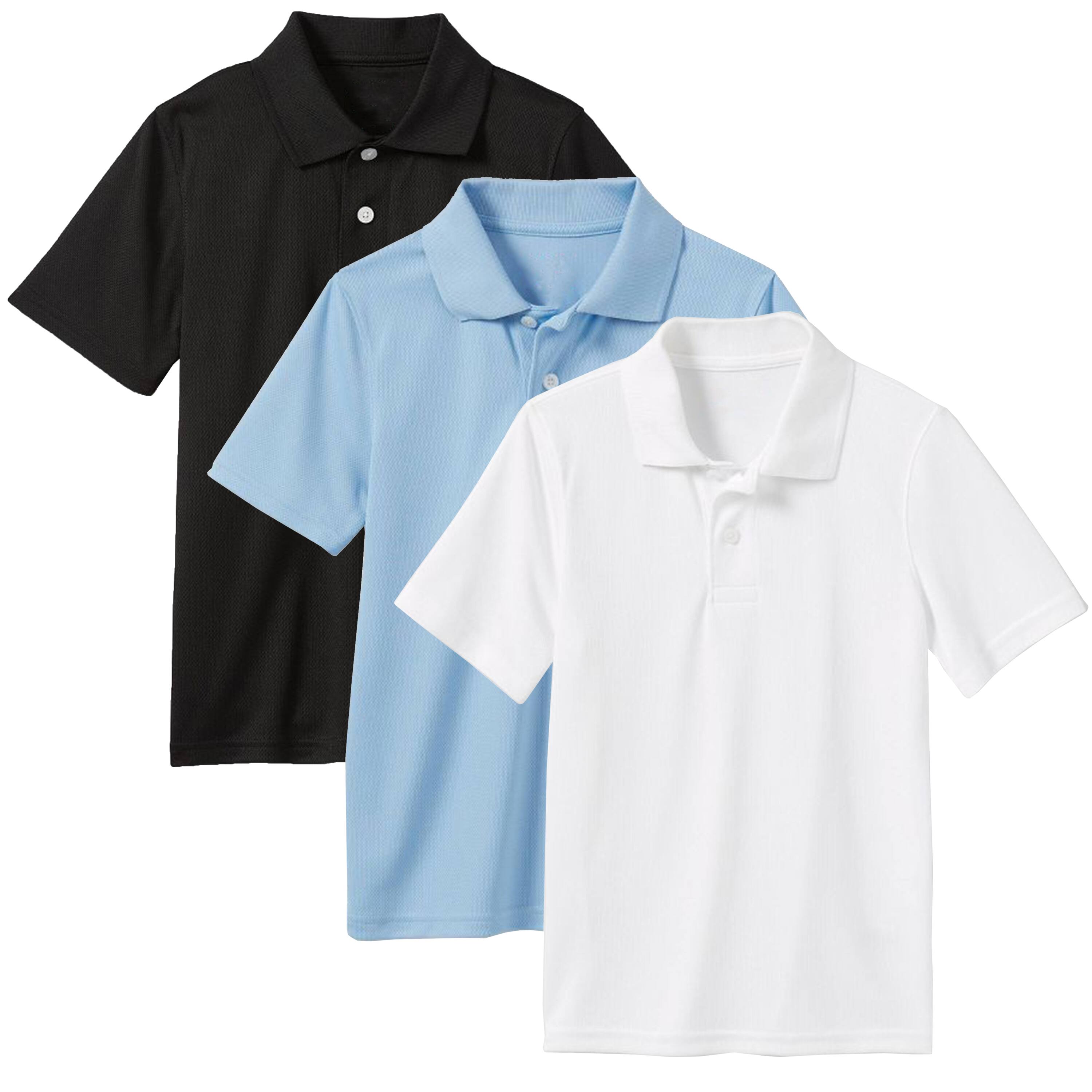 Galaxy by Harvic Boys Moisture Wicking Short Sleeve Polo Shirt 3 Pack
