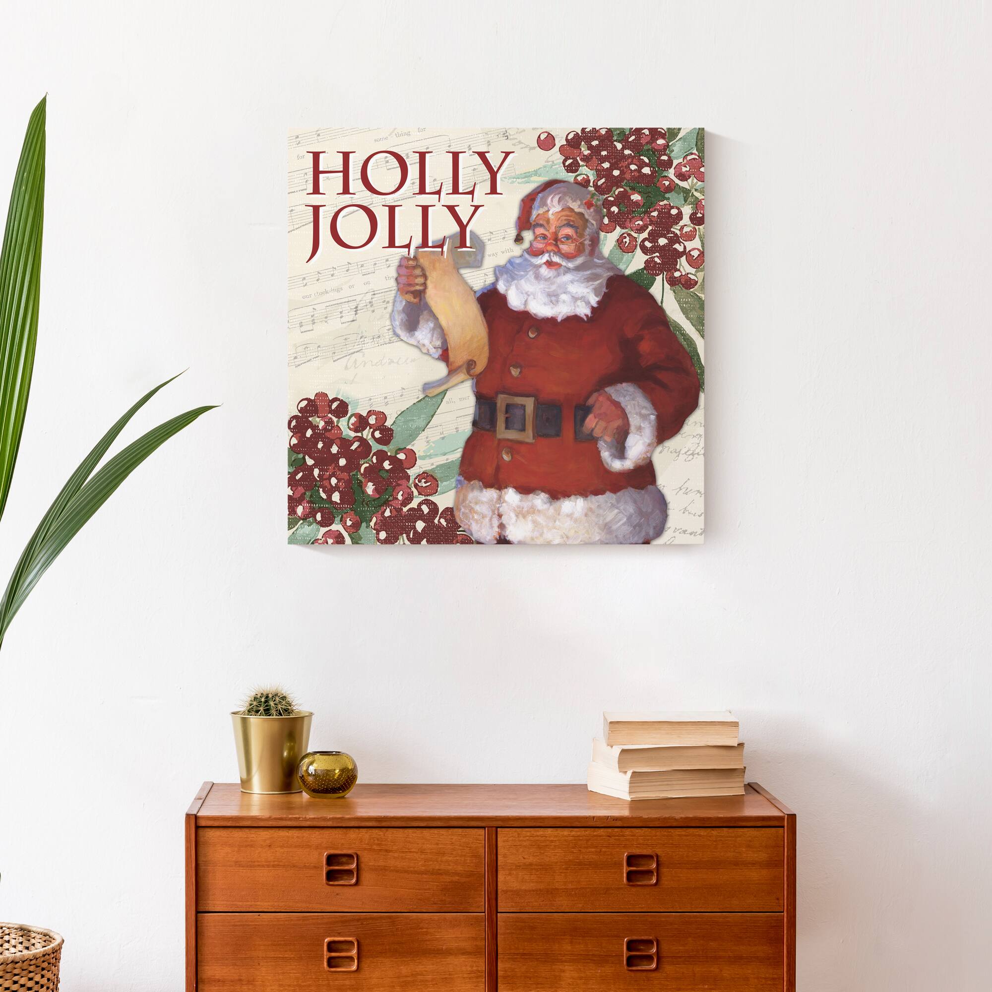 Holly Jolly Santa 20x20 Canvas Wall Art