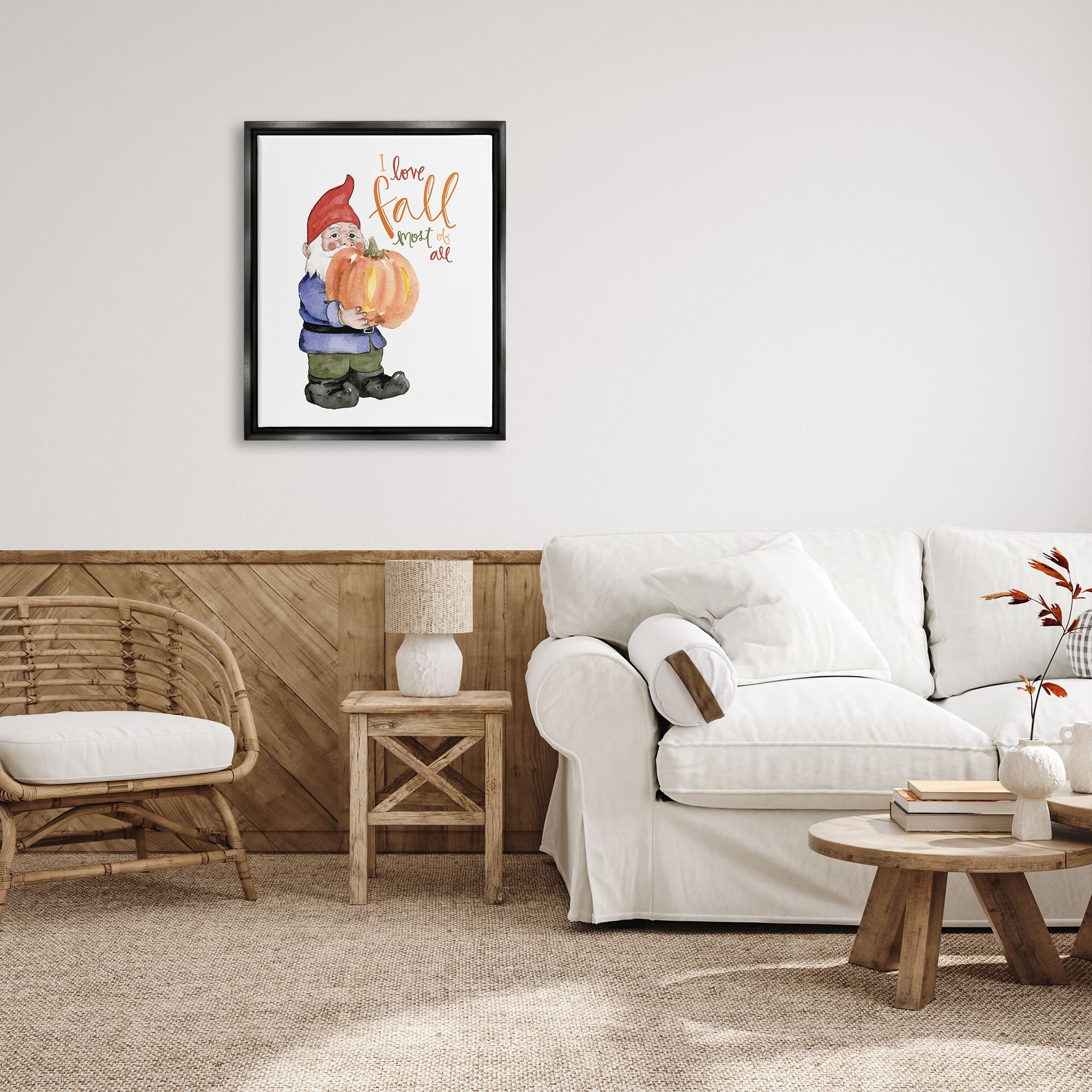 Stupell Industries I Love Fall Most Of All Gnome Framed Floater Canvas Wall Art