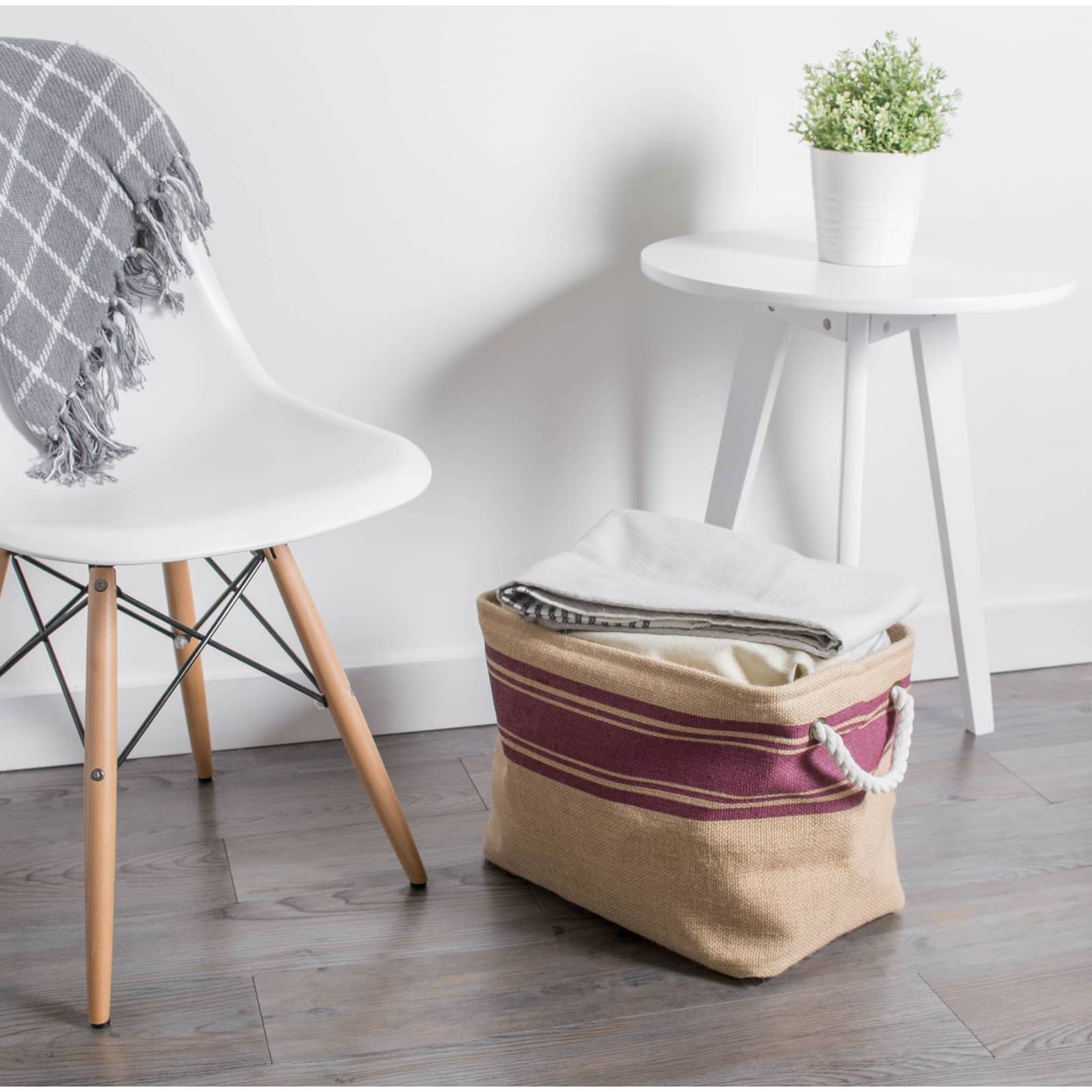 DII® 9" Wine Border Rectangle Burlap Bin