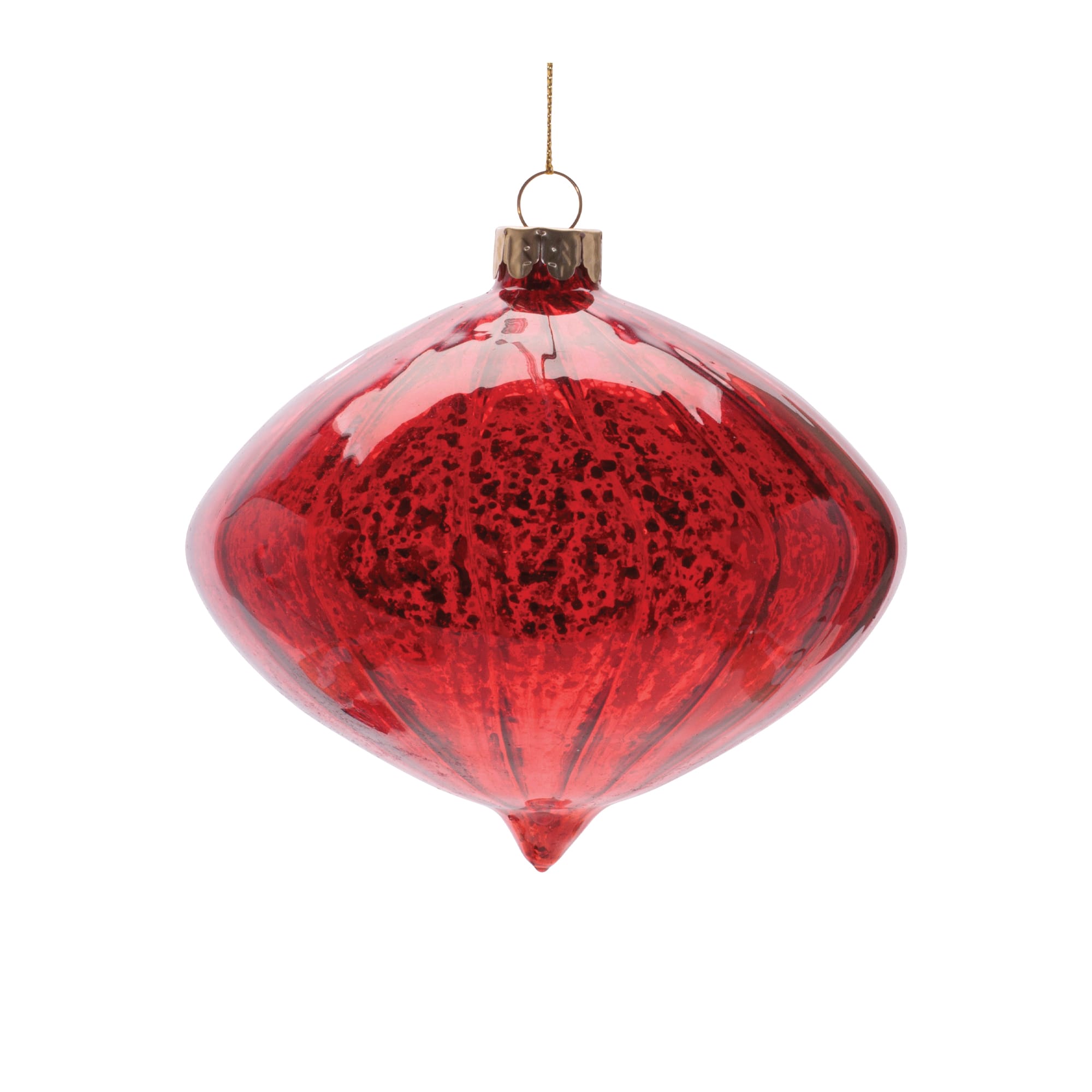Melrose Red Onion & Finial Ribbed Mercury Glass Ornaments Set