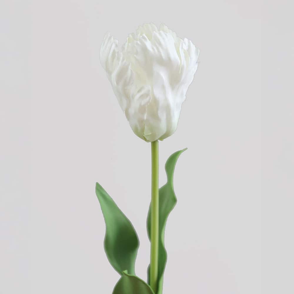 Prestige Botanicals 27" Artificial Real Touch White Parrot Tulip Stem
