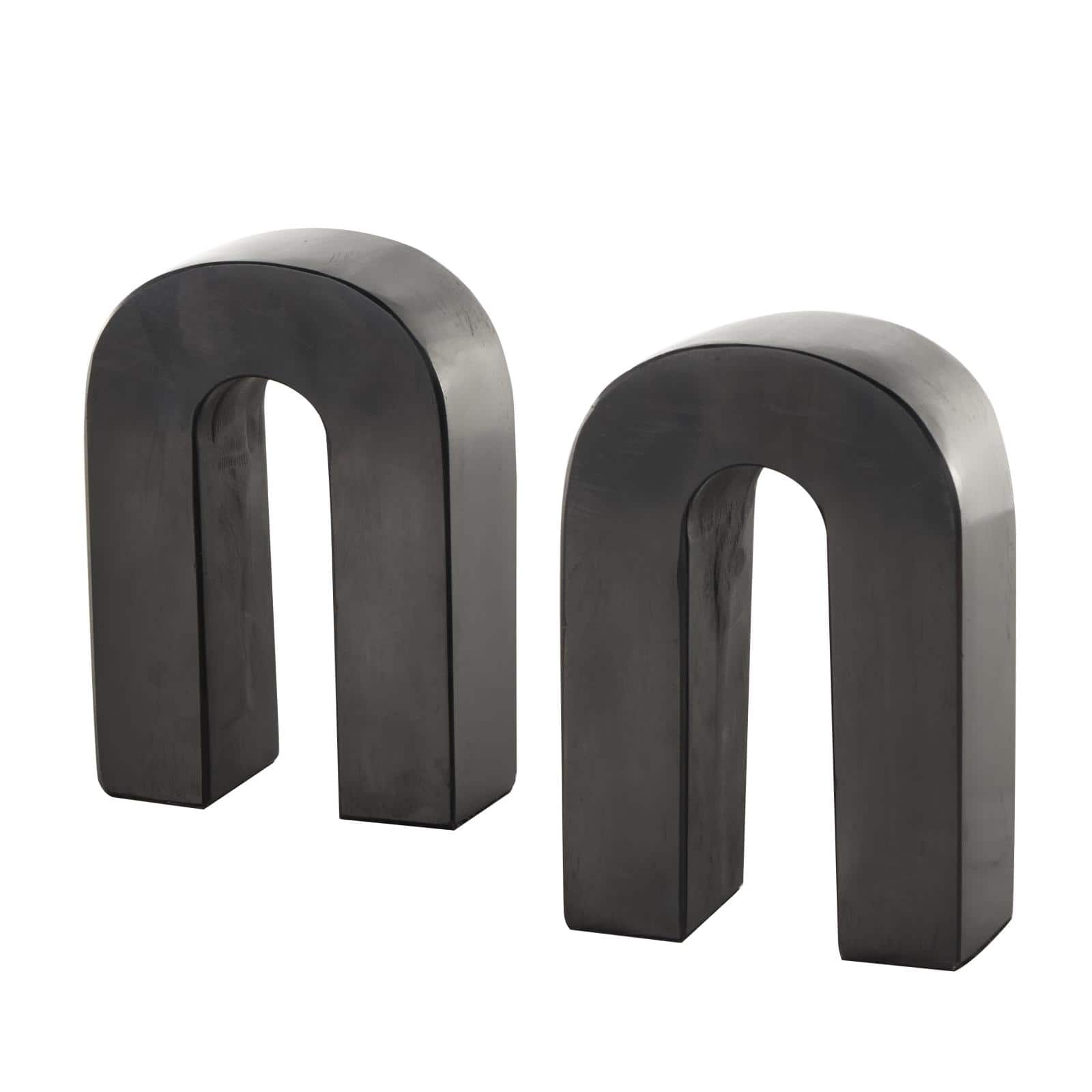 6" Black Marble Minimalistic Arched Decorative Bookends, 2ct.