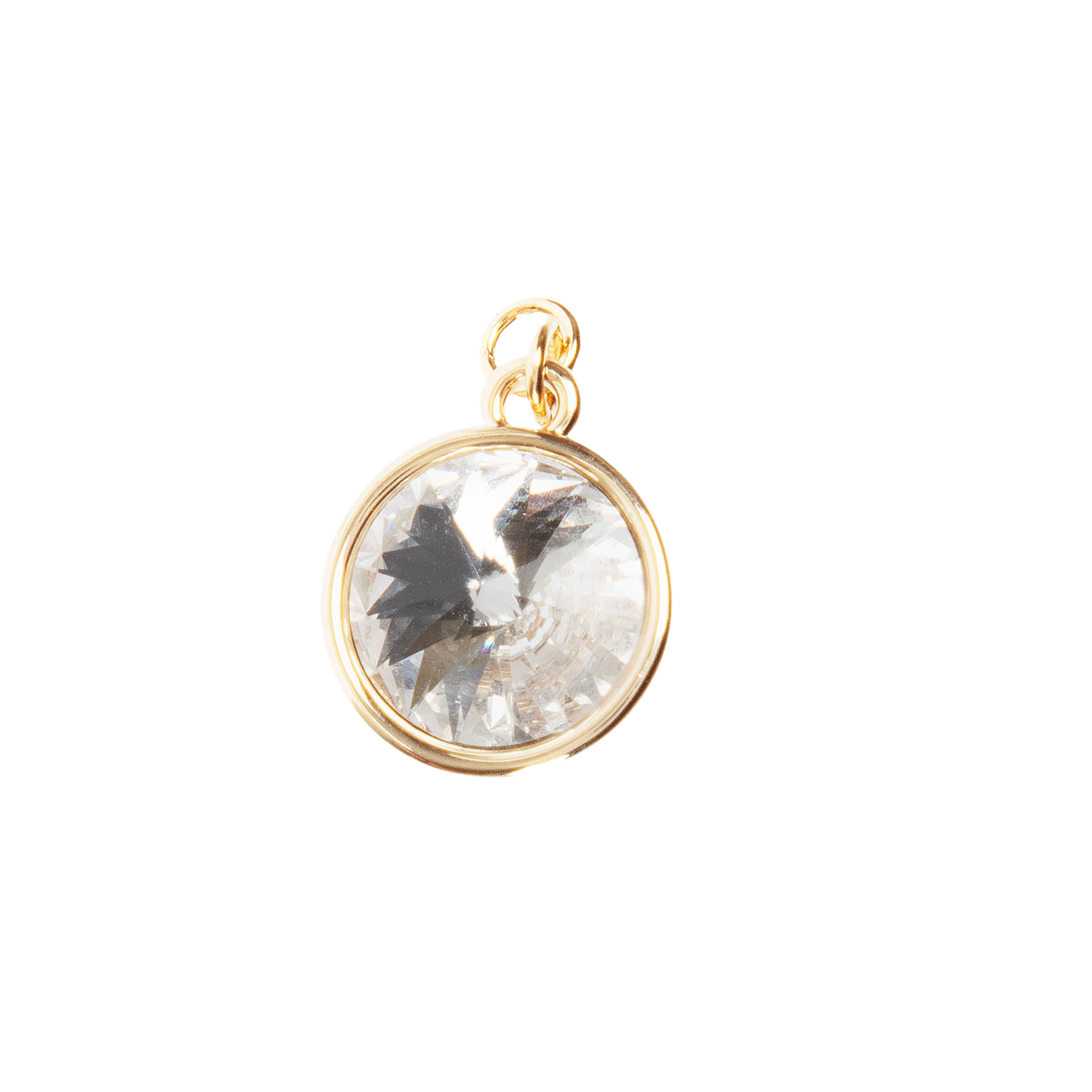 12 Pack: 14K Gold Plated Clear Austrian Crystal Rivoli Cut Charm by Bead Landing™