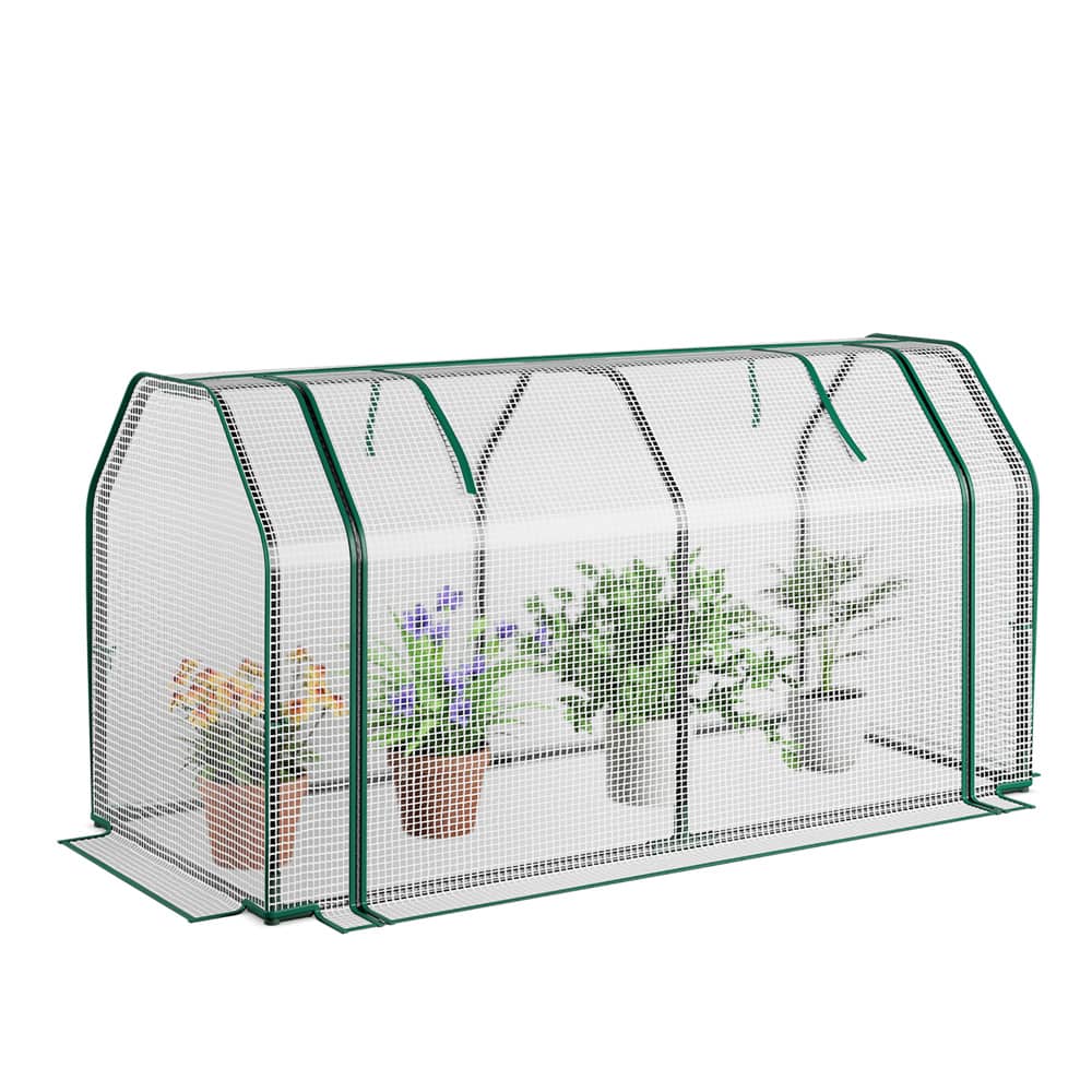 Costway 47" x 24" Portable Mini Greenhouse with 2 Zipper Doors & Ground Stakes