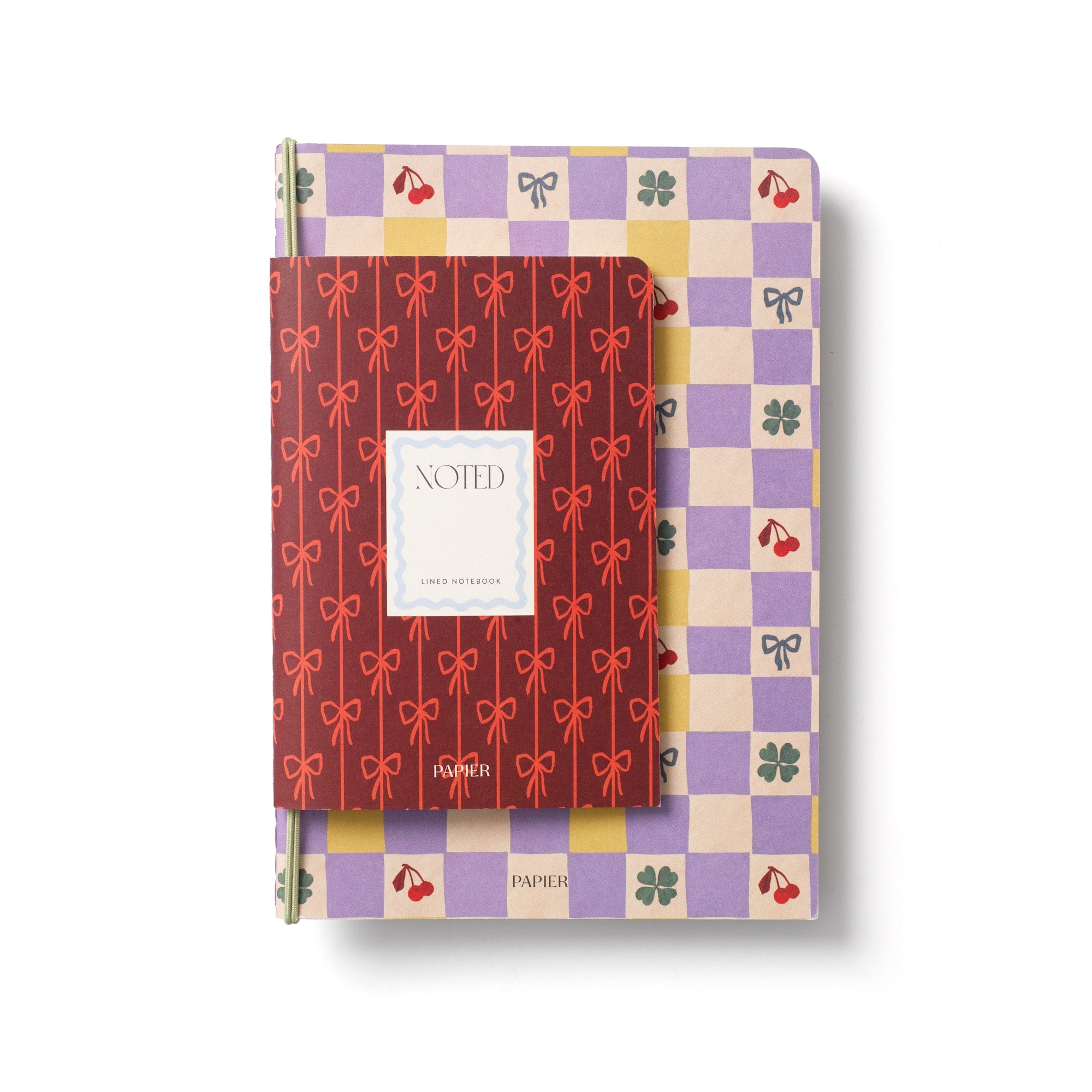 Papier Checkerboard & Bows Softcover Lined Notebook Set