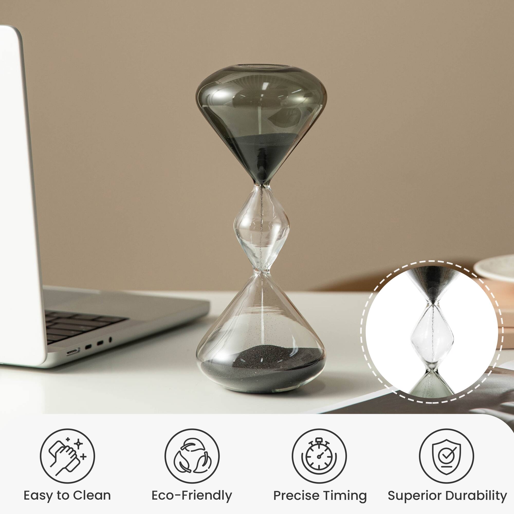 Glitzhome® 7.75" Tri-Layer Two-Tone Color Hourglasses with Black Sand, 2ct.