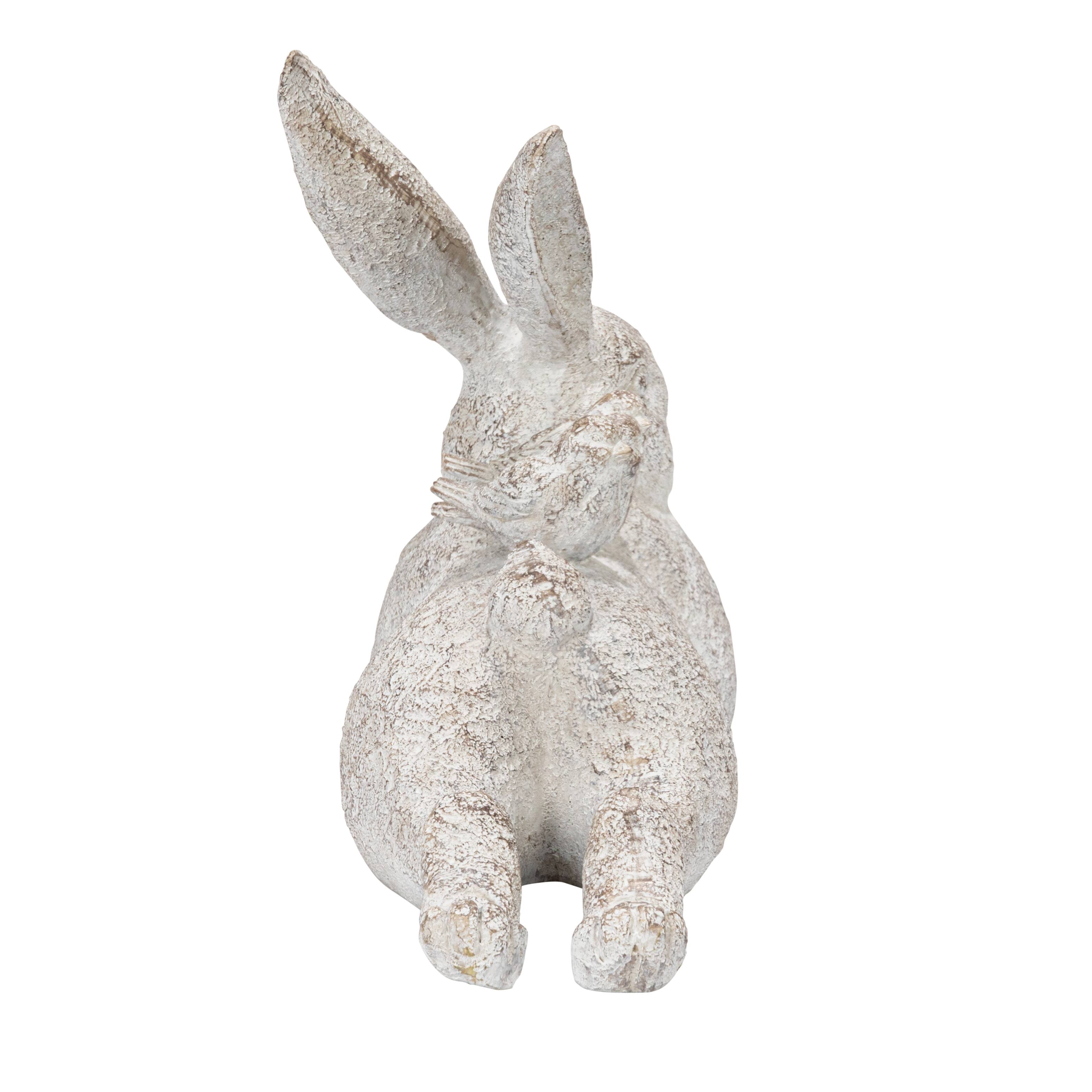 Hello Honey® 16.5" Decorative Resting Rabbit with Birds Figurine