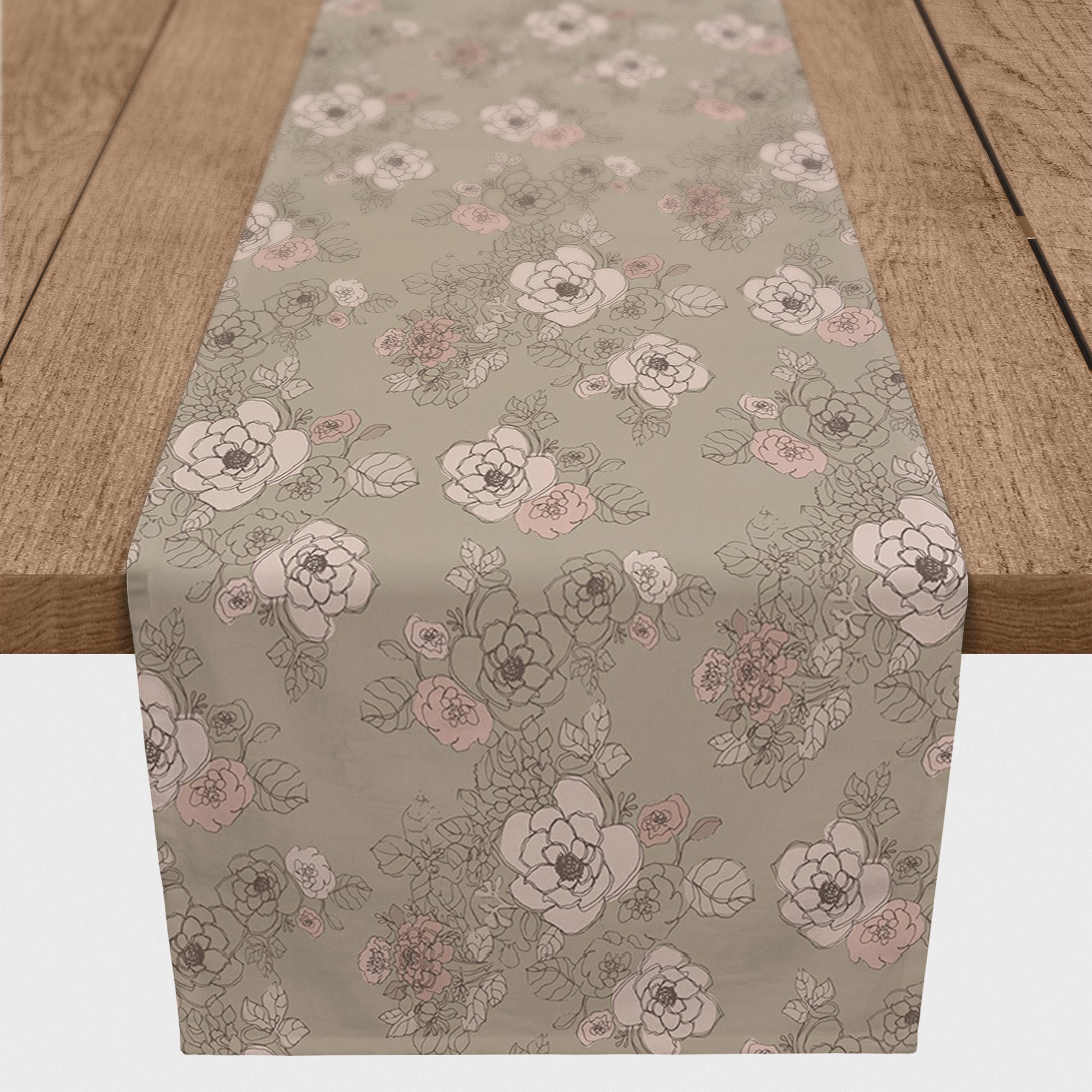 72" Intricate Floral Cotton Twill Runner