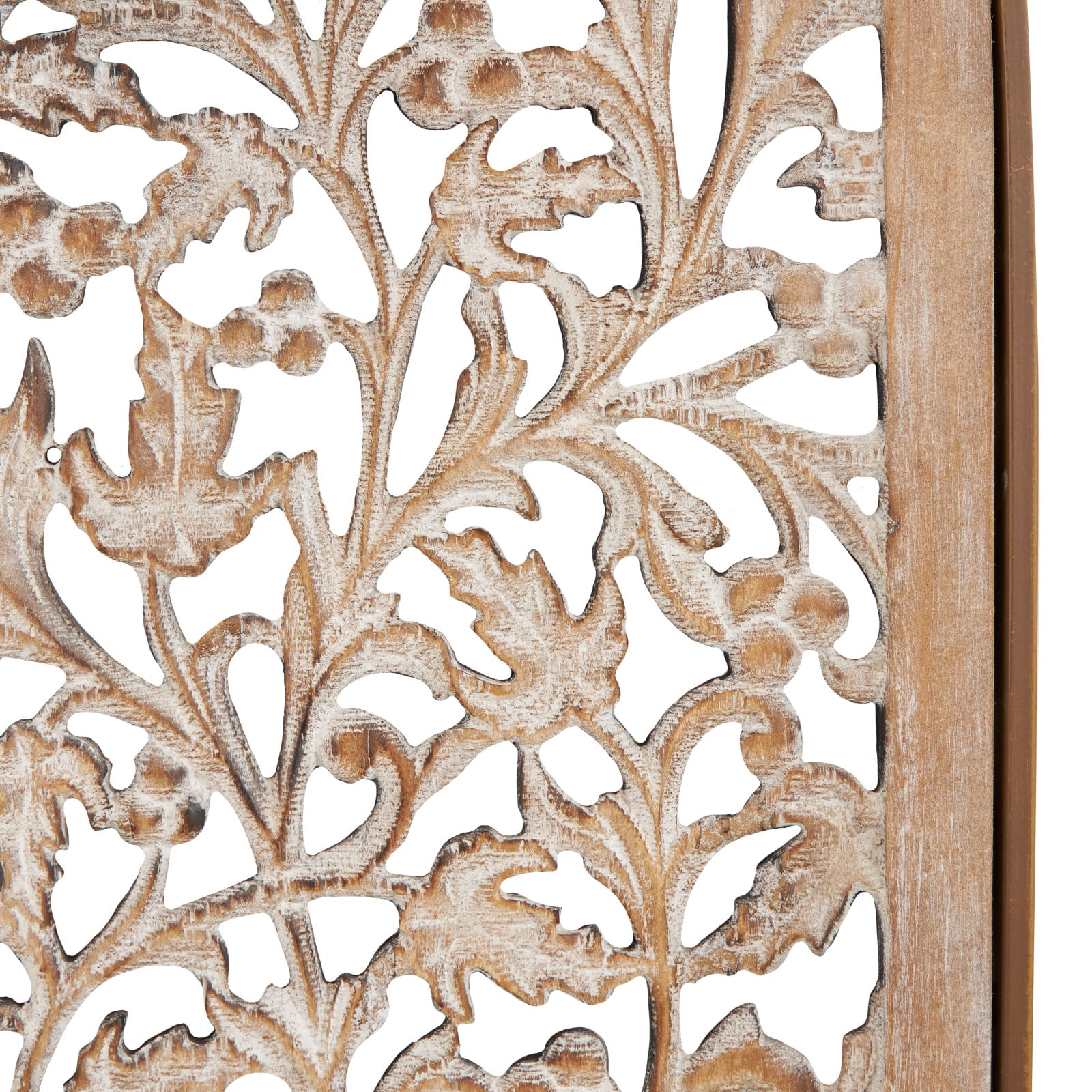 Brown Handmade Floral Carved Arched Wall Décor, 2ct.