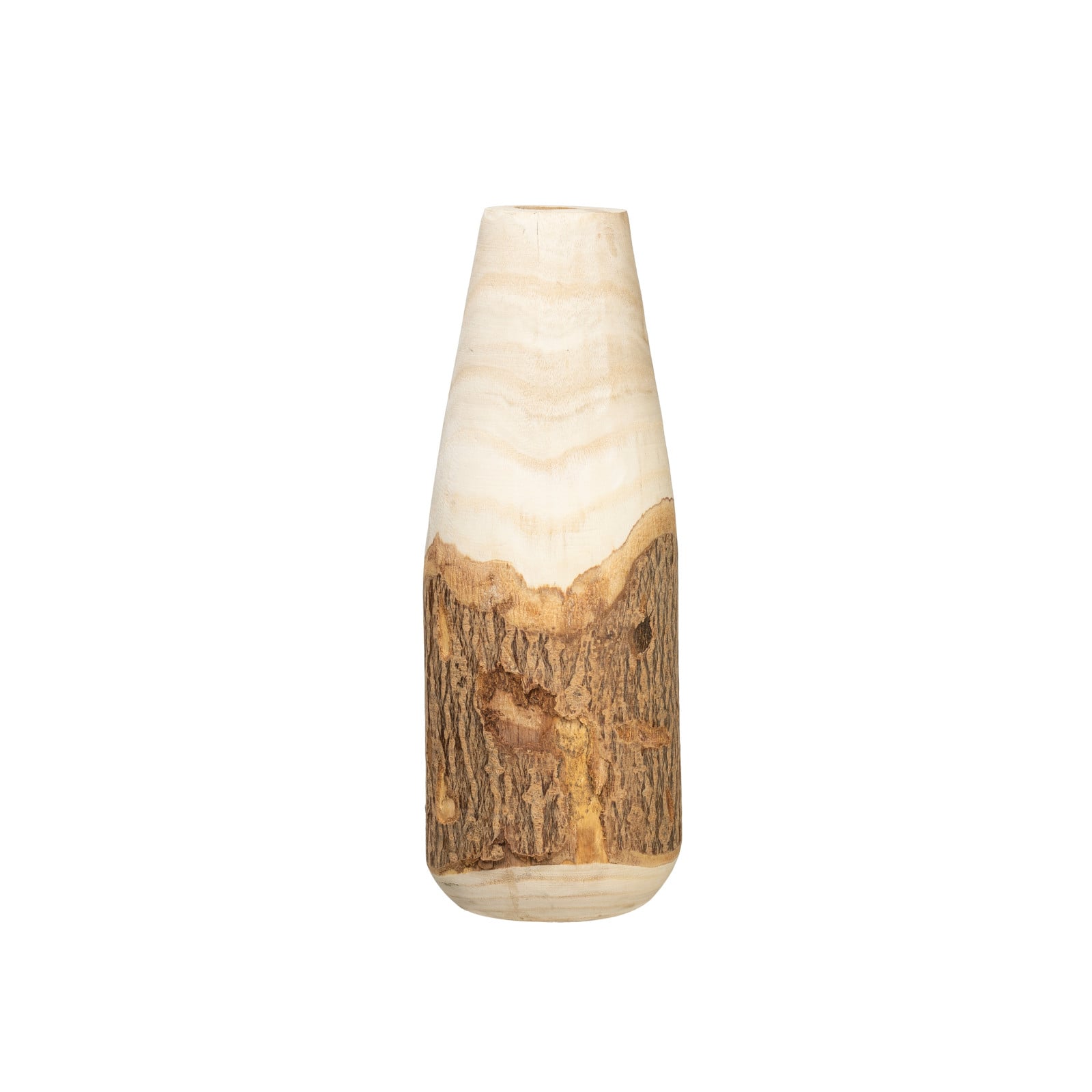 Hello Honey® 16" Carved Paulownia Wood Vase with Live Edge