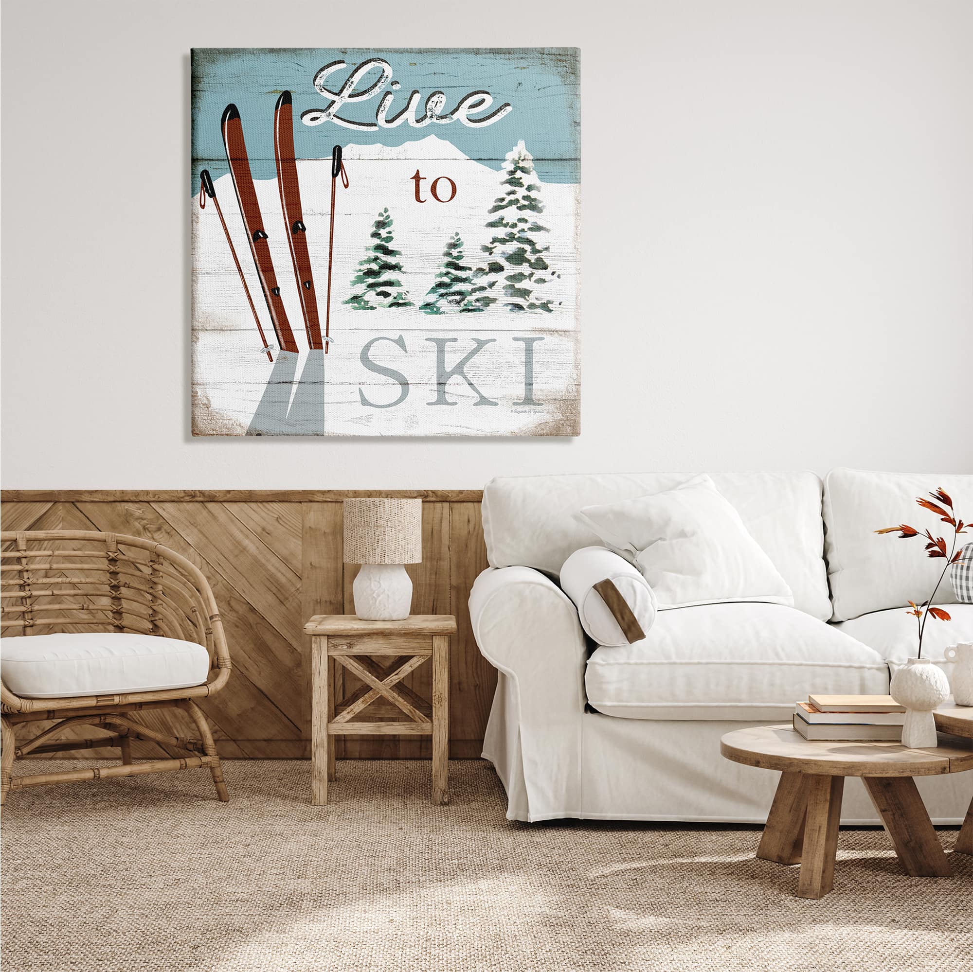 Stupell Industries Live To Ski Rustic Snow Sports Rustic Cabin Canvas Wall Art