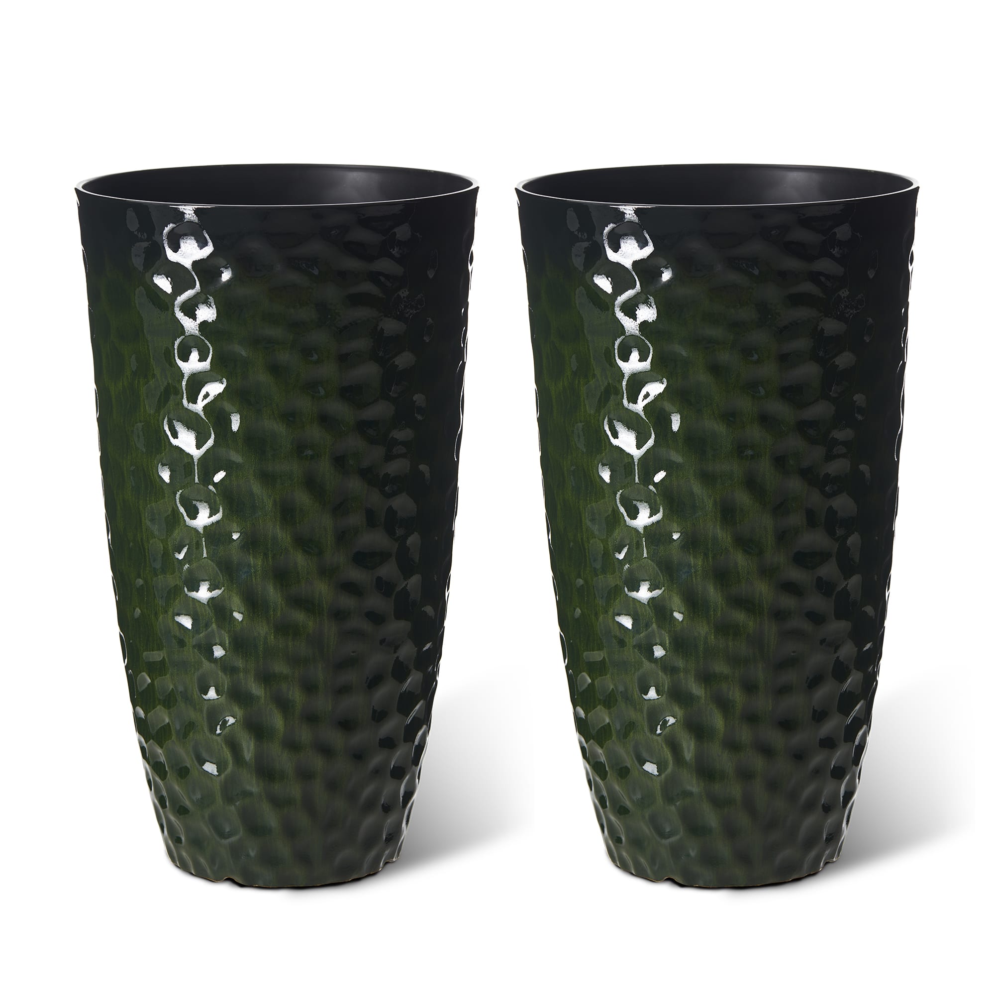 Glitzhome® 23.75" Eco-Friendly Honeycomb Textured Green Tall Plastic Planters, 2ct.